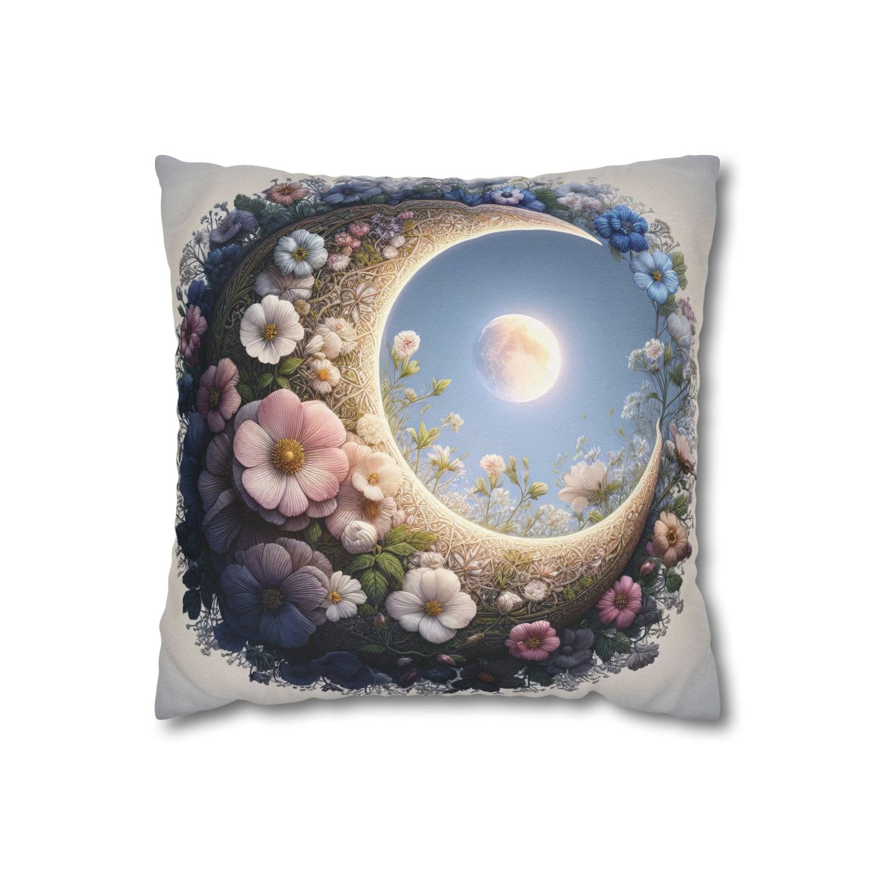 Moon & Flowers Throw Pillow Cover, Throw Pillow Case, Qty 1, (20) - Janlyn's Crafts