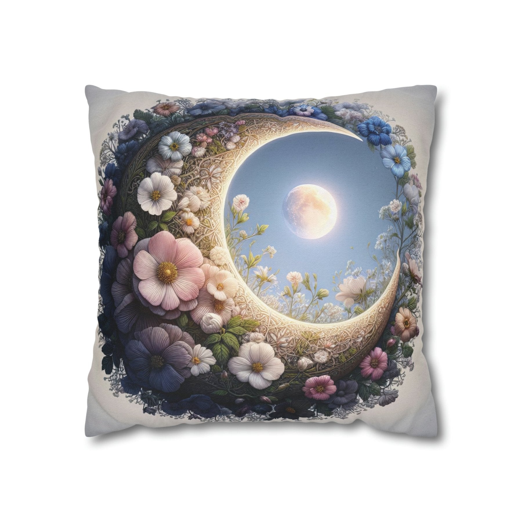 Moon & Flowers Throw Pillow Cover, Throw Pillow Case, Qty 1, (20) - Janlyn's Crafts