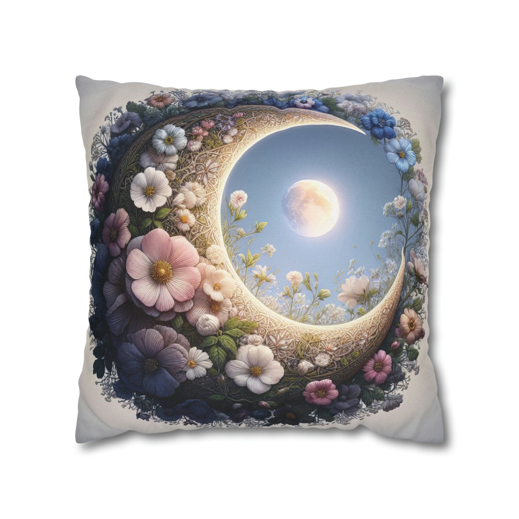 Moon & Flowers Throw Pillow Cover, Throw Pillow Case, Qty 1, (20) - Janlyn's Crafts