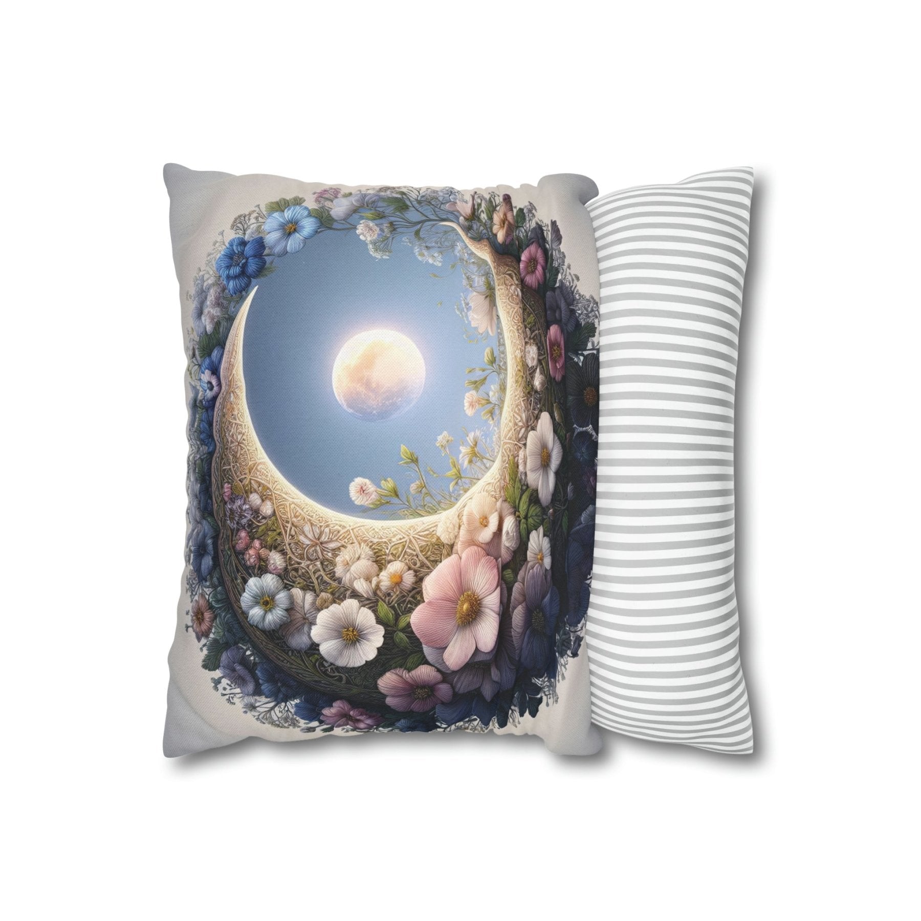 Moon & Flowers Throw Pillow Cover, Throw Pillow Case, Qty 1, (20) - Janlyn's Crafts