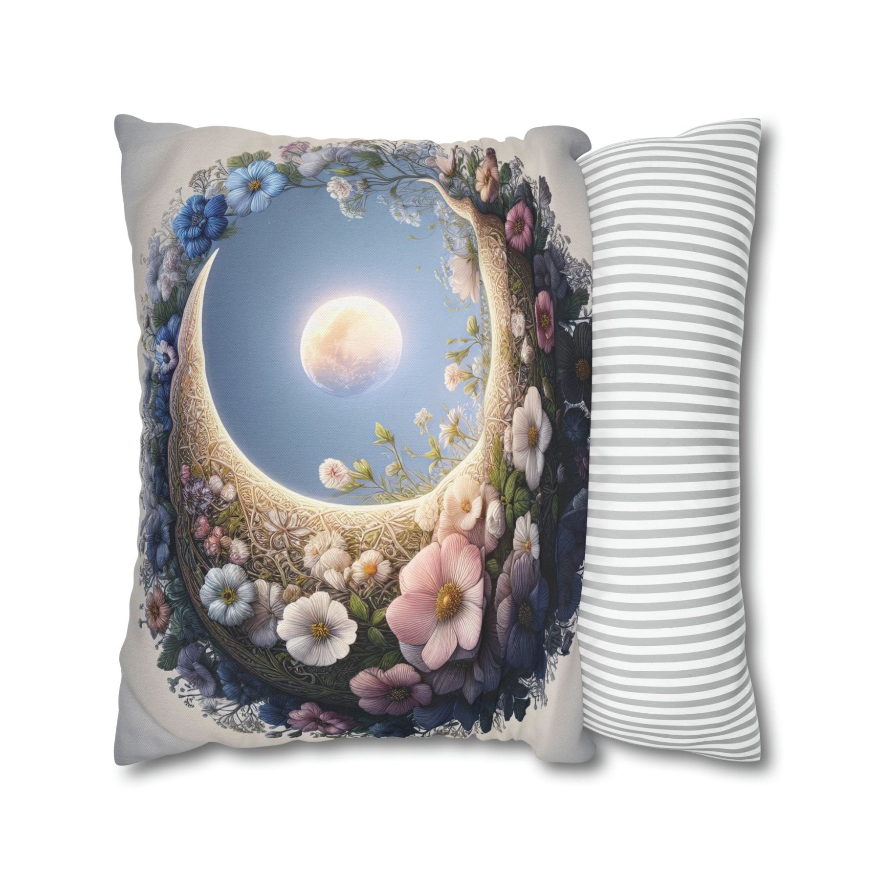 Moon & Flowers Throw Pillow Cover, Throw Pillow Case, Qty 1, (20) - Janlyn's Crafts