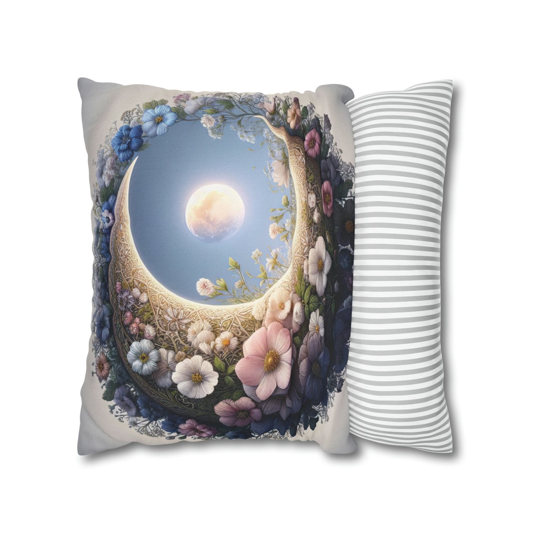 Moon & Flowers Throw Pillow Cover, Throw Pillow Case, Qty 1, (20) - Janlyn's Crafts