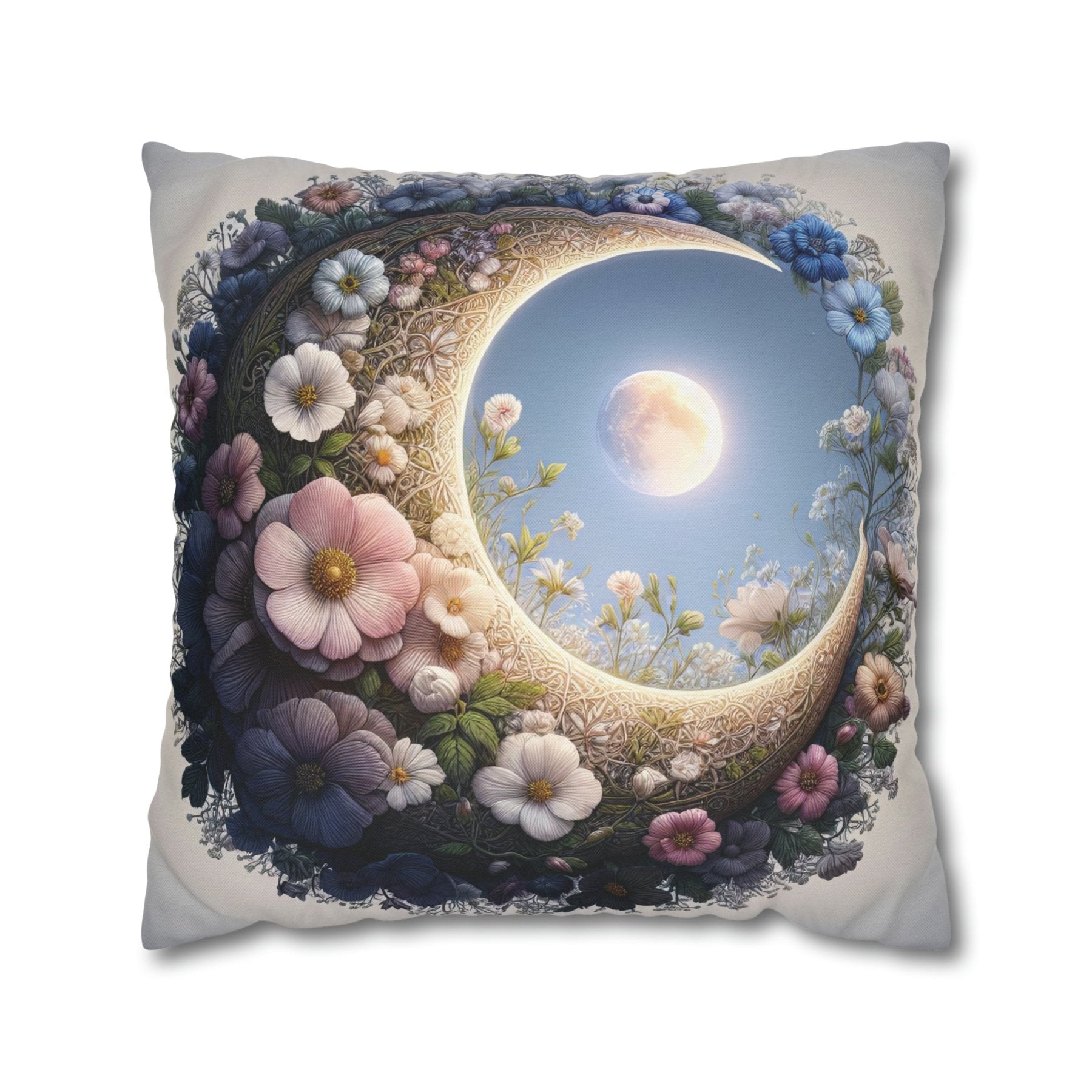 Moon & Flowers Throw Pillow Cover, Throw Pillow Case, Qty 1, (20) - Janlyn's Crafts