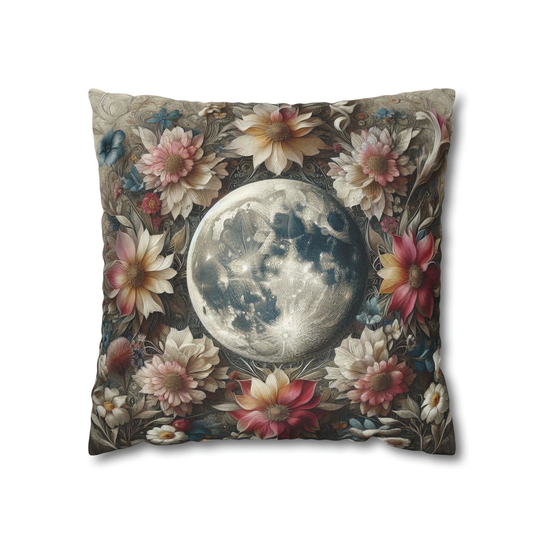 Moon & Flowers Throw Pillow Cover, Throw Pillow Case, Qty 1, (3) - Janlyn's Crafts