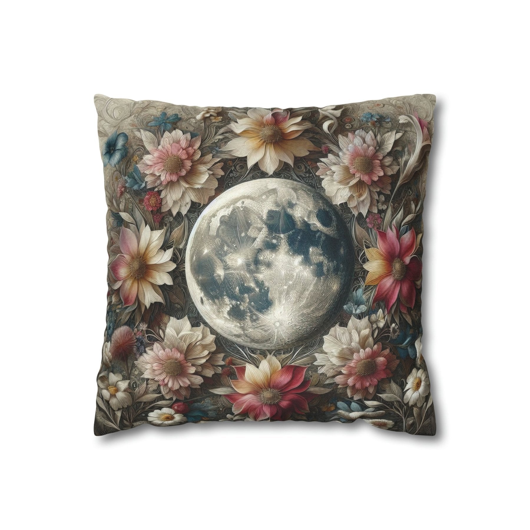 Moon & Flowers Throw Pillow Cover, Throw Pillow Case, Qty 1, (3) - Janlyn's Crafts