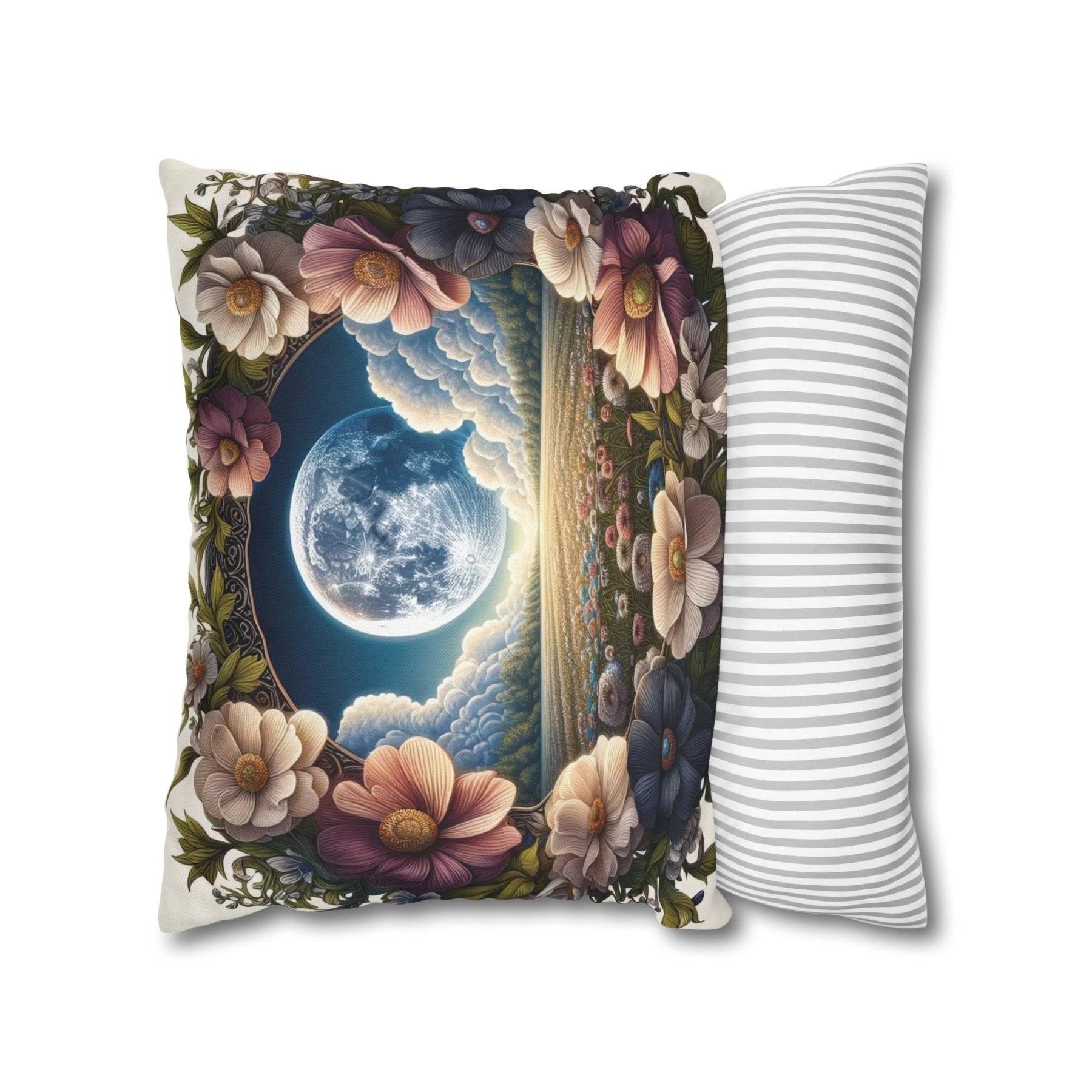 Moon & Flowers Throw Pillow Cover, Throw Pillow Case, Qty 1, (5) - Janlyn's Crafts