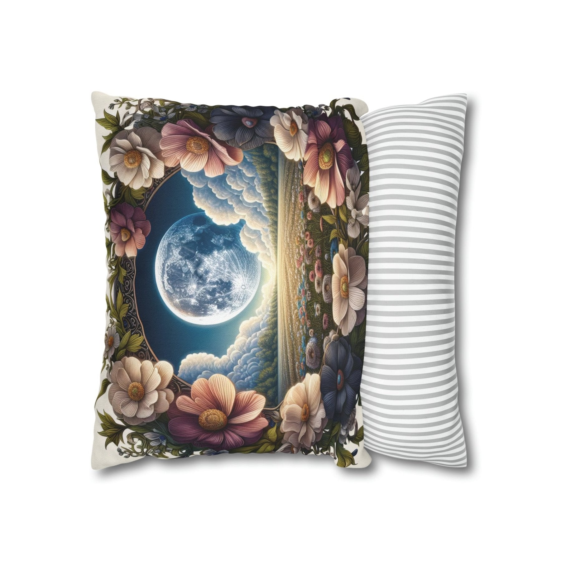 Moon & Flowers Throw Pillow Cover, Throw Pillow Case, Qty 1, (5) - Janlyn's Crafts