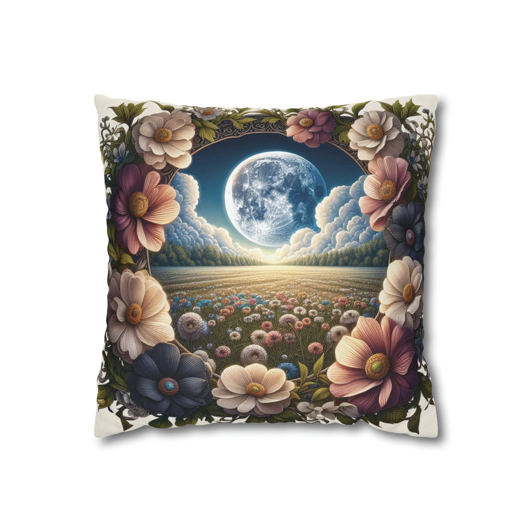 Moon & Flowers Throw Pillow Cover, Throw Pillow Case, Qty 1, (5) - Janlyn's Crafts