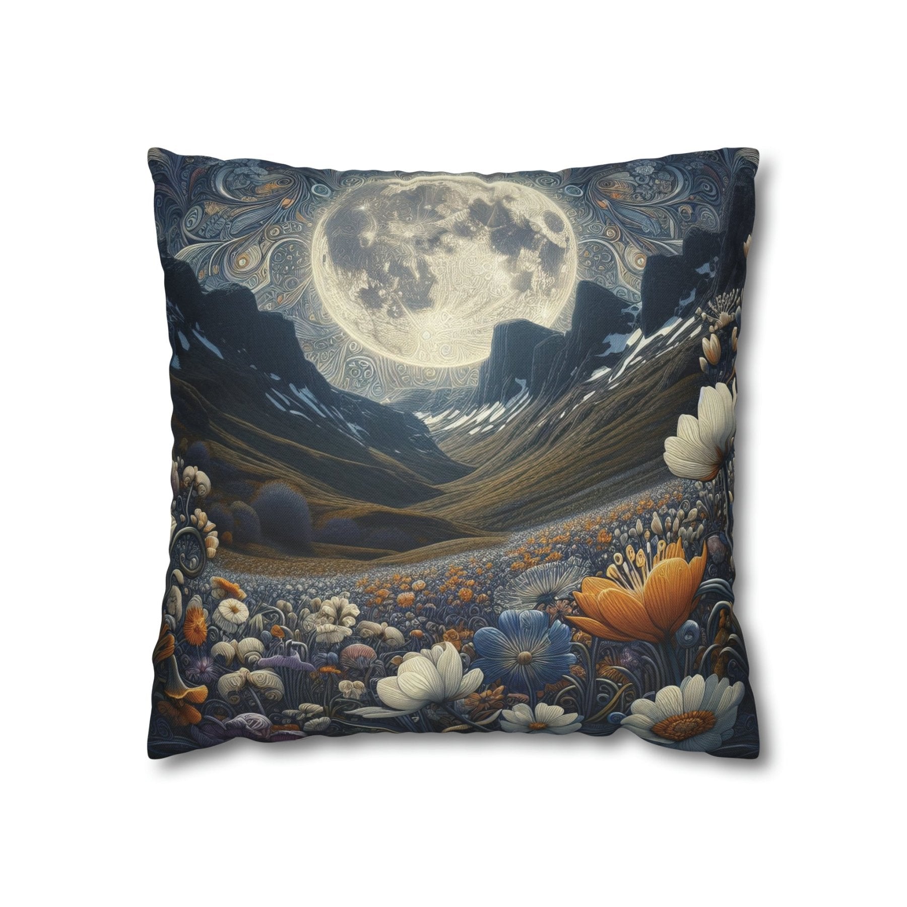 Moon & Flowers Throw Pillow Cover, Throw Pillow Case, Qty 1, (6) - Janlyn's Crafts