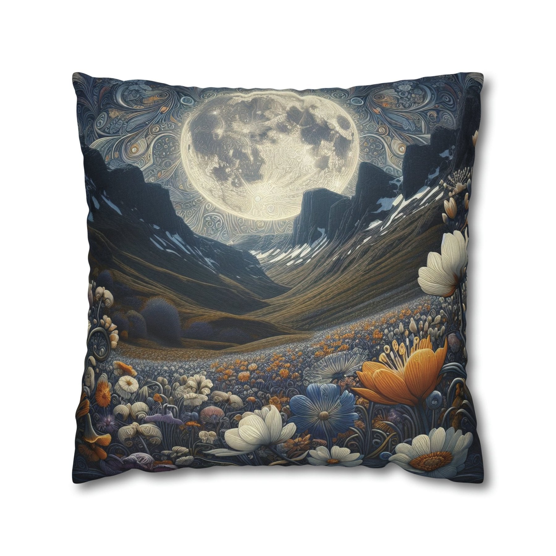 Moon & Flowers Throw Pillow Cover, Throw Pillow Case, Qty 1, (6) - Janlyn's Crafts