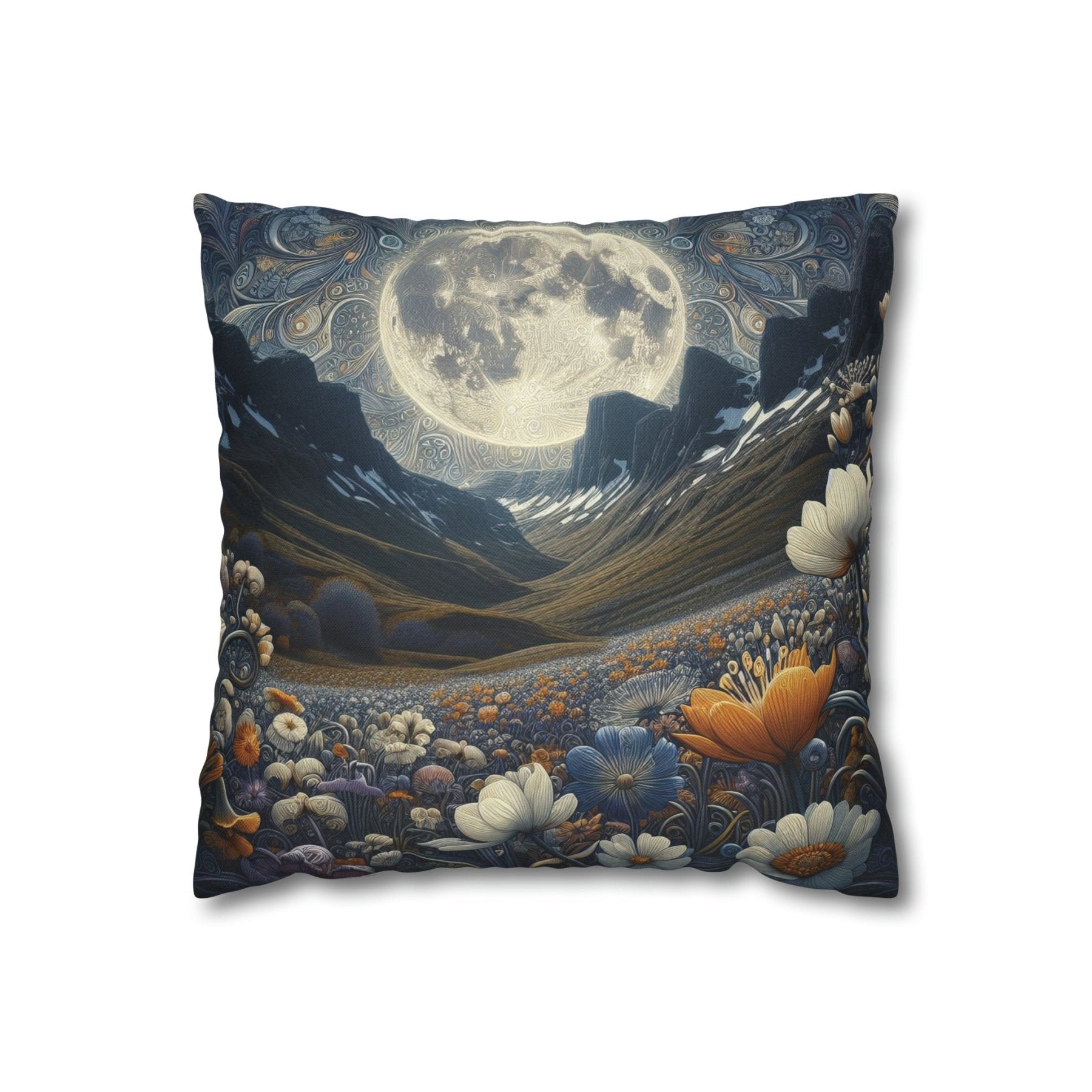 Moon & Flowers Throw Pillow Cover, Throw Pillow Case, Qty 1, (6) - Janlyn's Crafts