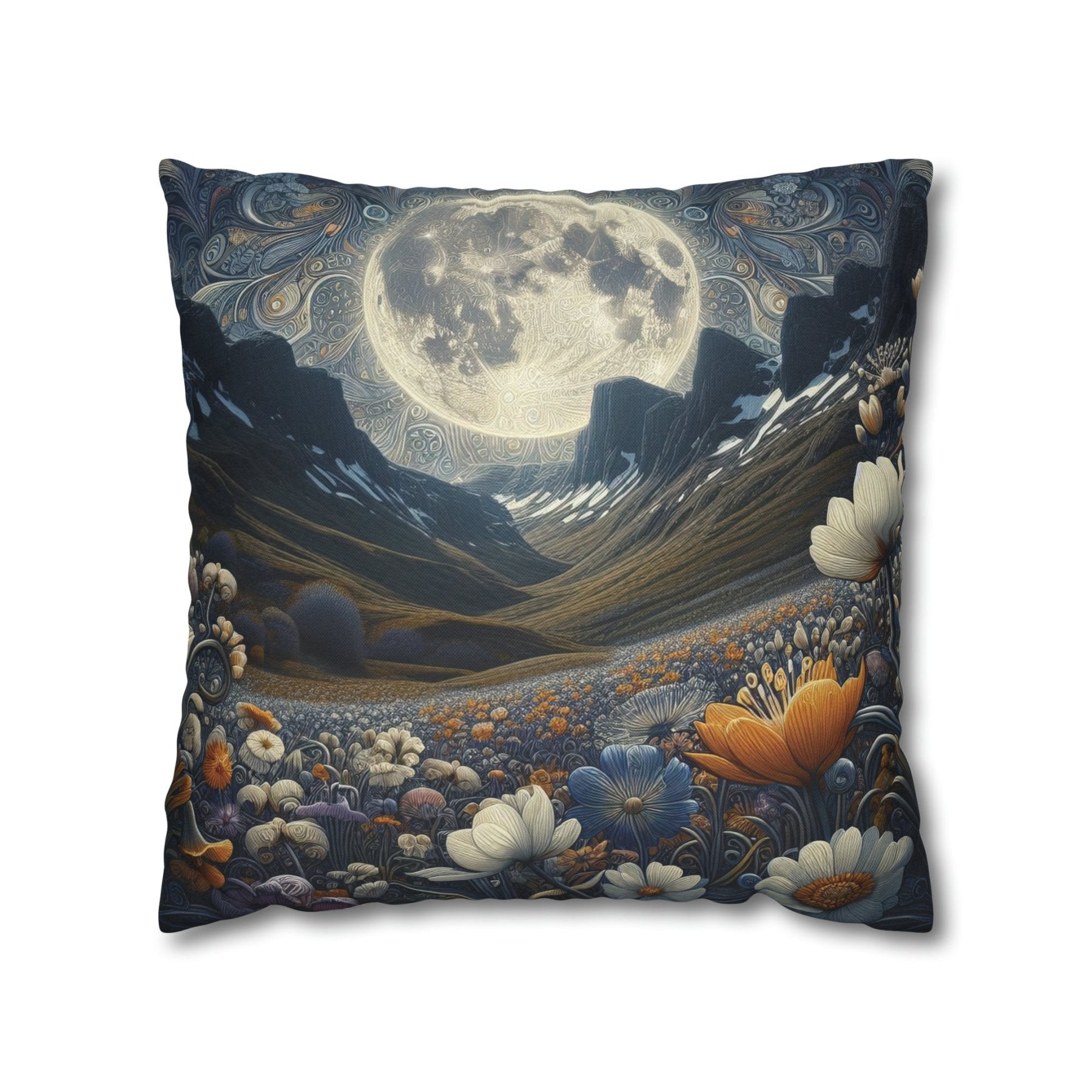 Moon & Flowers Throw Pillow Cover, Throw Pillow Case, Qty 1, (6) - Janlyn's Crafts