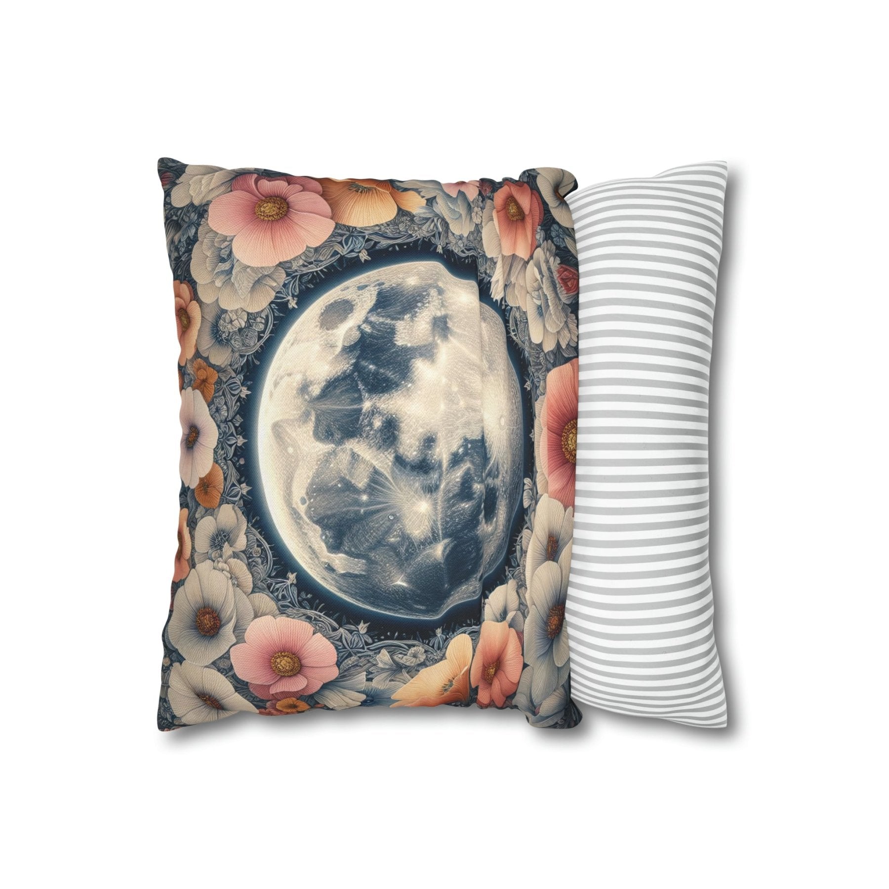 Moon & Flowers Throw Pillow Cover, Throw Pillow Case, Qty 1, (7) - Janlyn's Crafts