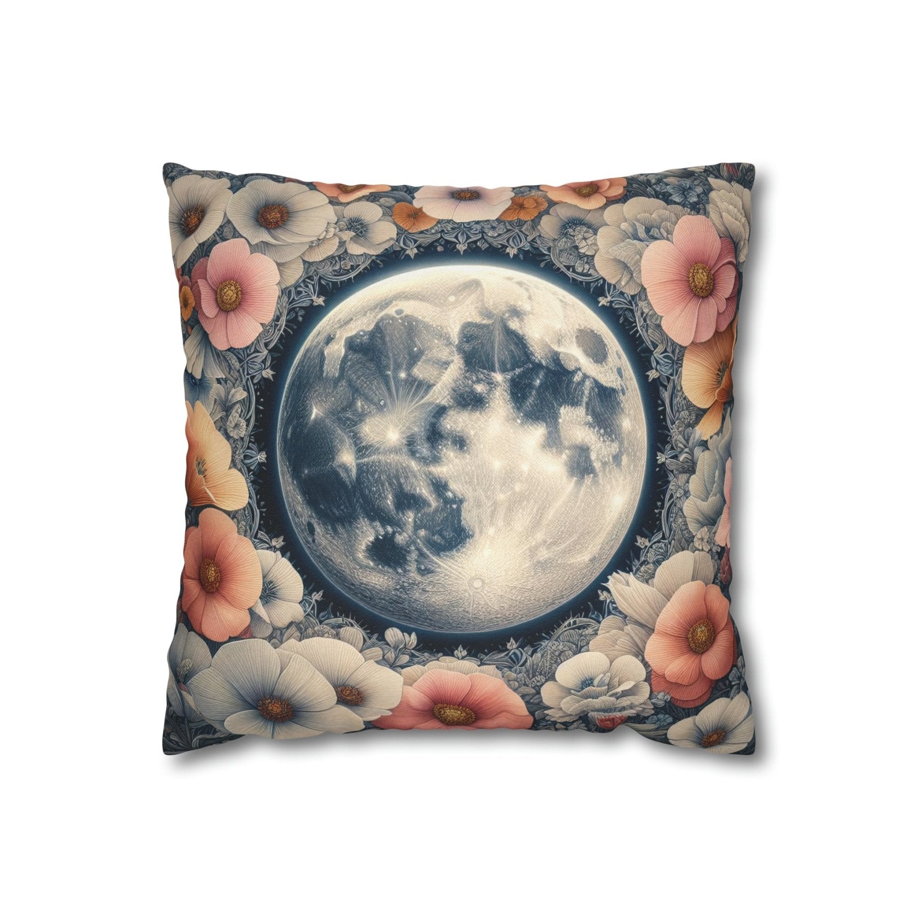 Moon & Flowers Throw Pillow Cover, Throw Pillow Case, Qty 1, (7) - Janlyn's Crafts