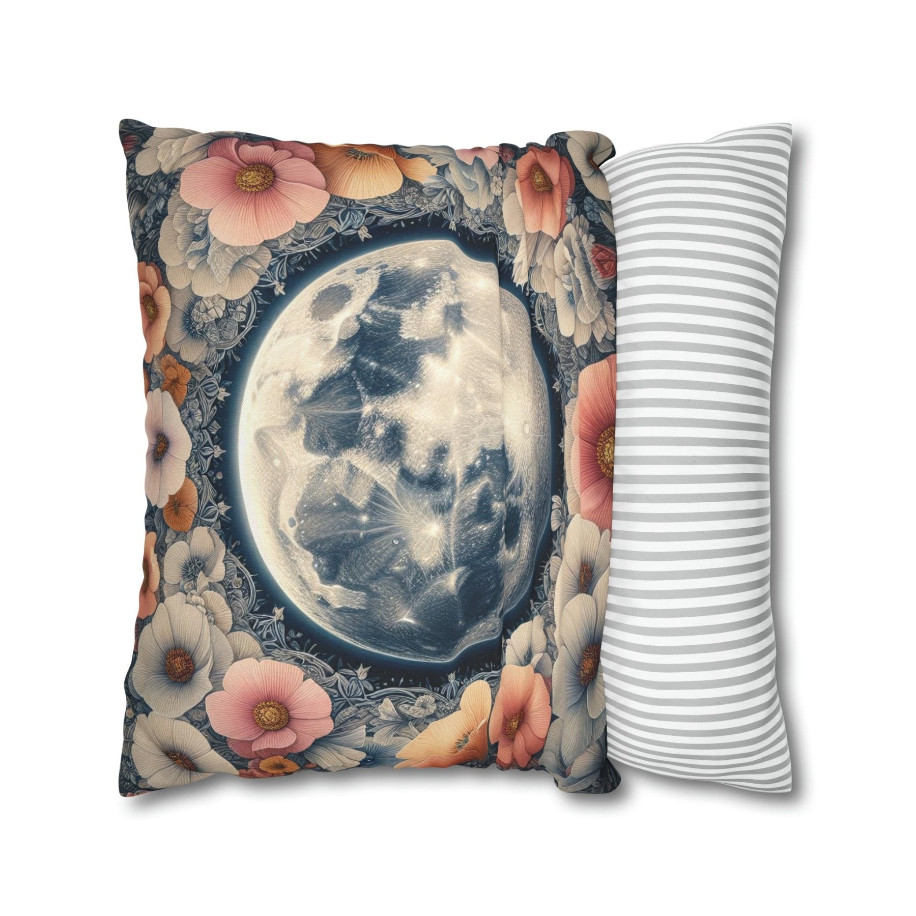 Moon & Flowers Throw Pillow Cover, Throw Pillow Case, Qty 1, (7) - Janlyn's Crafts