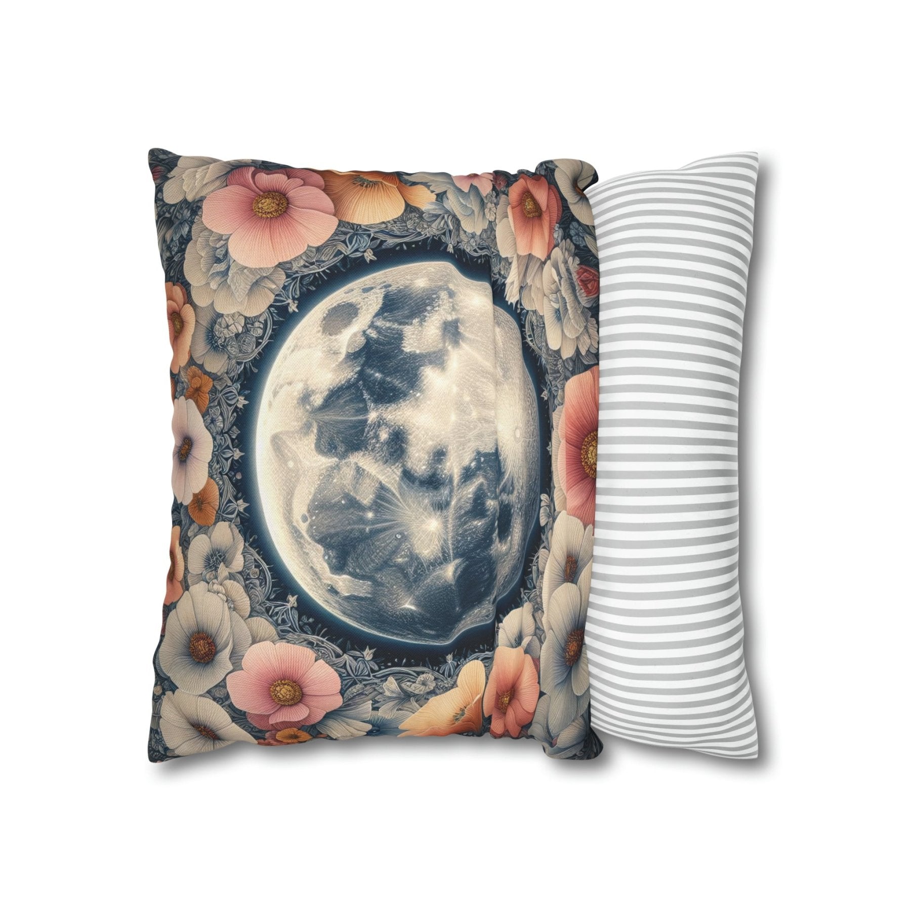 Moon & Flowers Throw Pillow Cover, Throw Pillow Case, Qty 1, (7) - Janlyn's Crafts