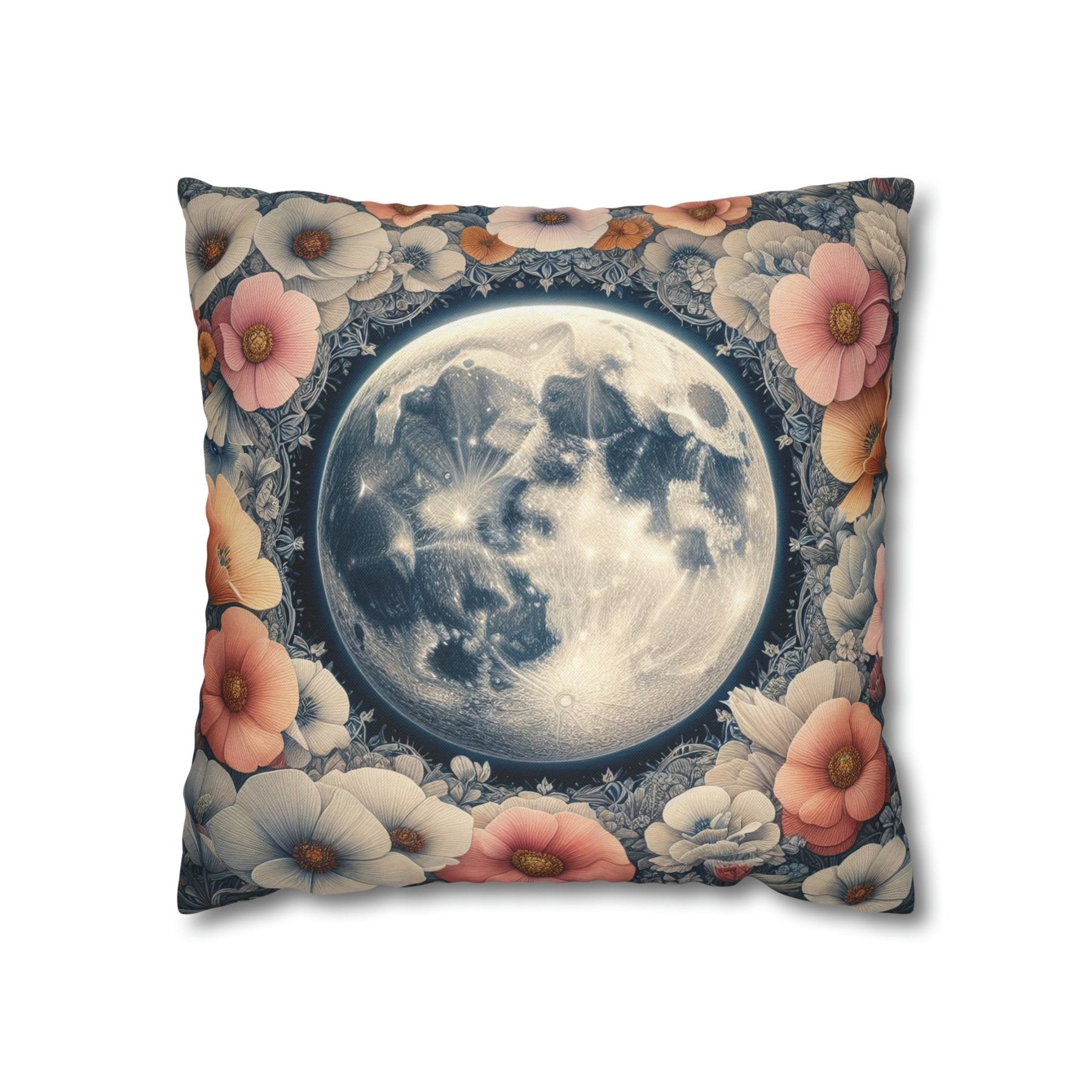 Moon & Flowers Throw Pillow Cover, Throw Pillow Case, Qty 1, (7) - Janlyn's Crafts