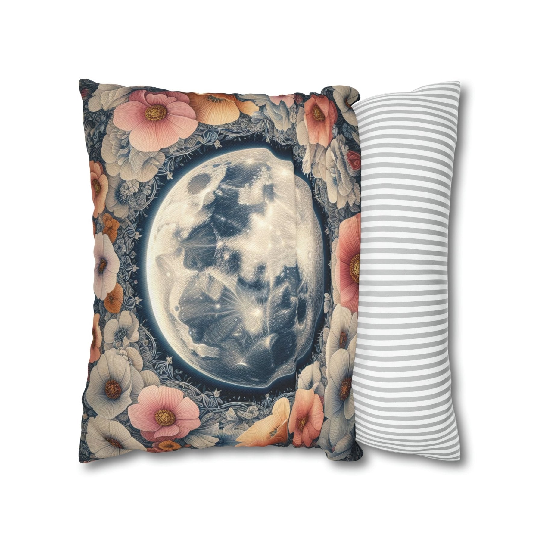 Moon & Flowers Throw Pillow Cover, Throw Pillow Case, Qty 1, (7) - Janlyn's Crafts