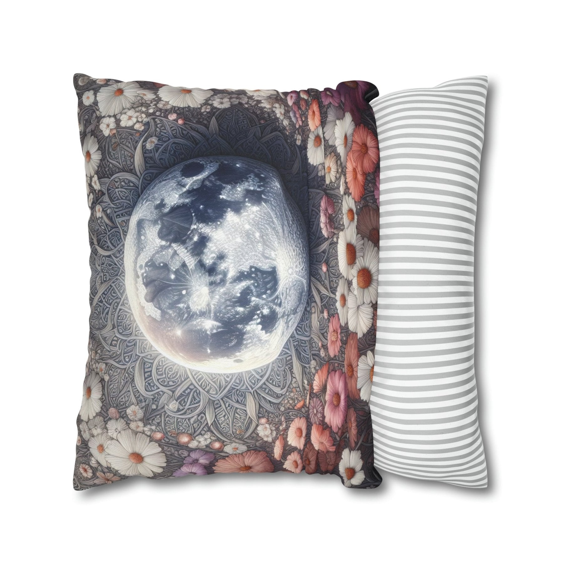 Moon & Flowers Throw Pillow Cover, Throw Pillow Case, Qty 1, (8) - Janlyn's Crafts