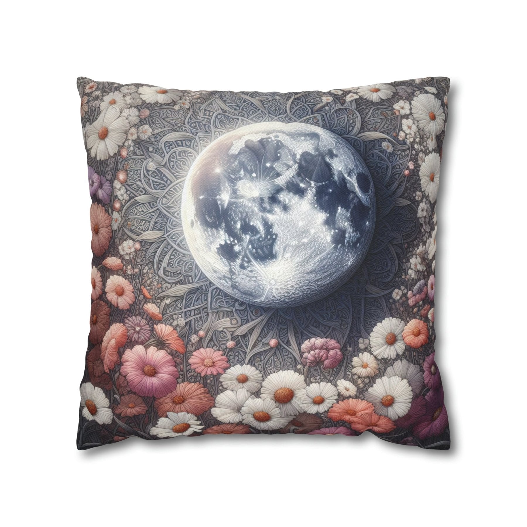 Moon & Flowers Throw Pillow Cover, Throw Pillow Case, Qty 1, (8) - Janlyn's Crafts