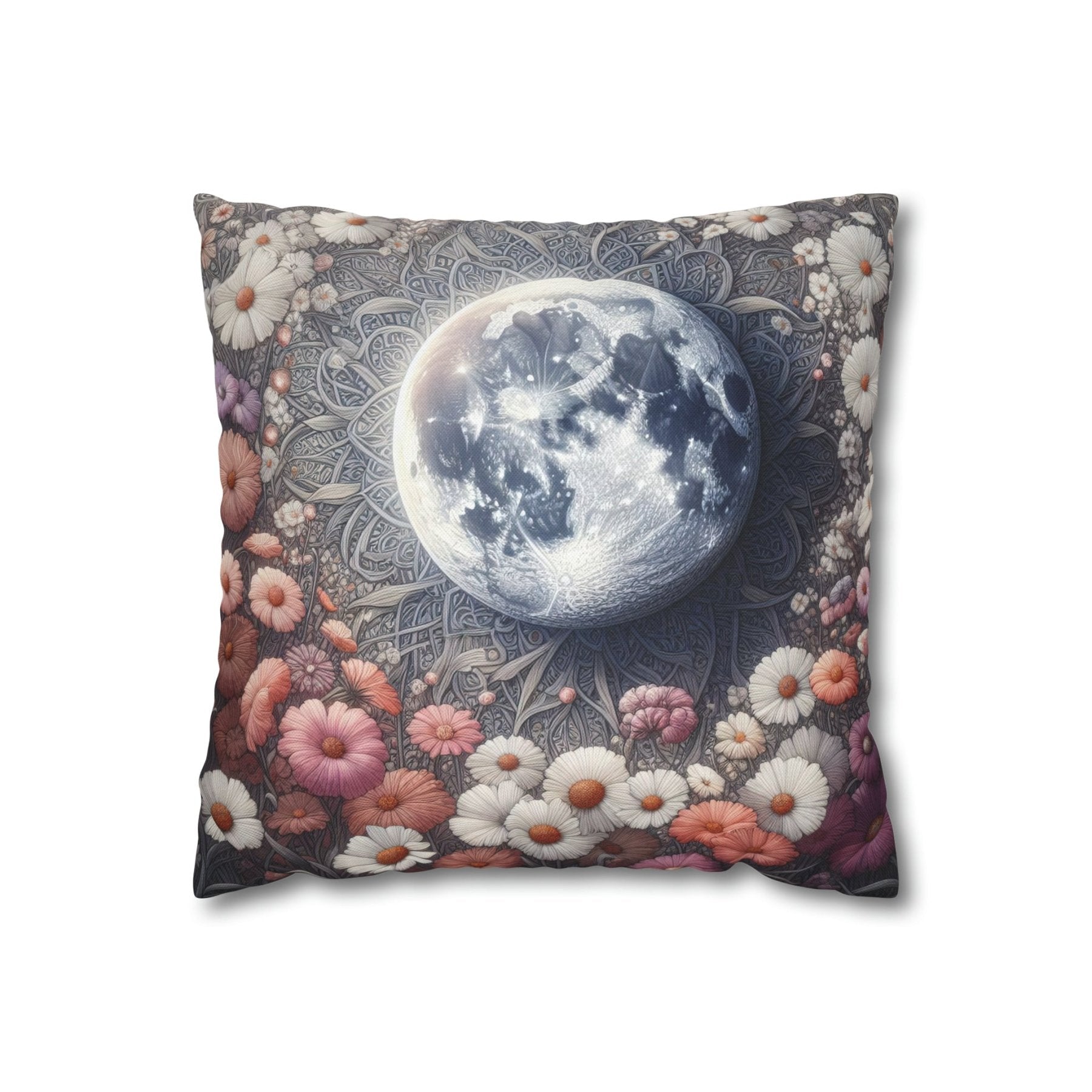 Moon & Flowers Throw Pillow Cover, Throw Pillow Case, Qty 1, (8) - Janlyn's Crafts