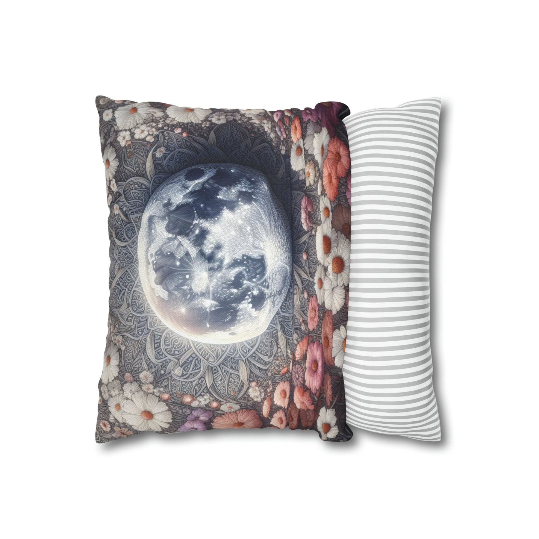 Moon & Flowers Throw Pillow Cover, Throw Pillow Case, Qty 1, (8) - Janlyn's Crafts