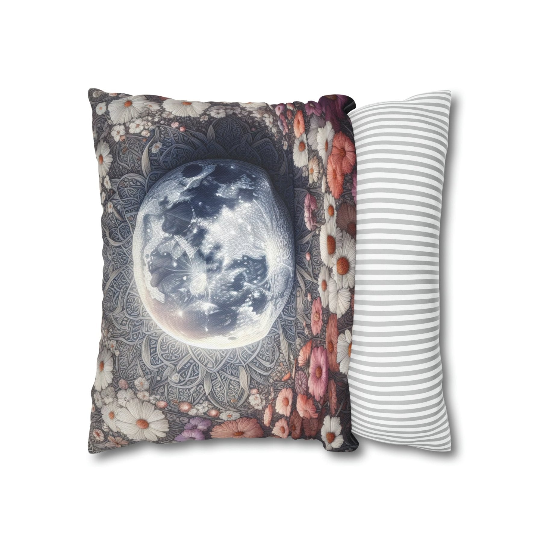 Moon & Flowers Throw Pillow Cover, Throw Pillow Case, Qty 1, (8) - Janlyn's Crafts