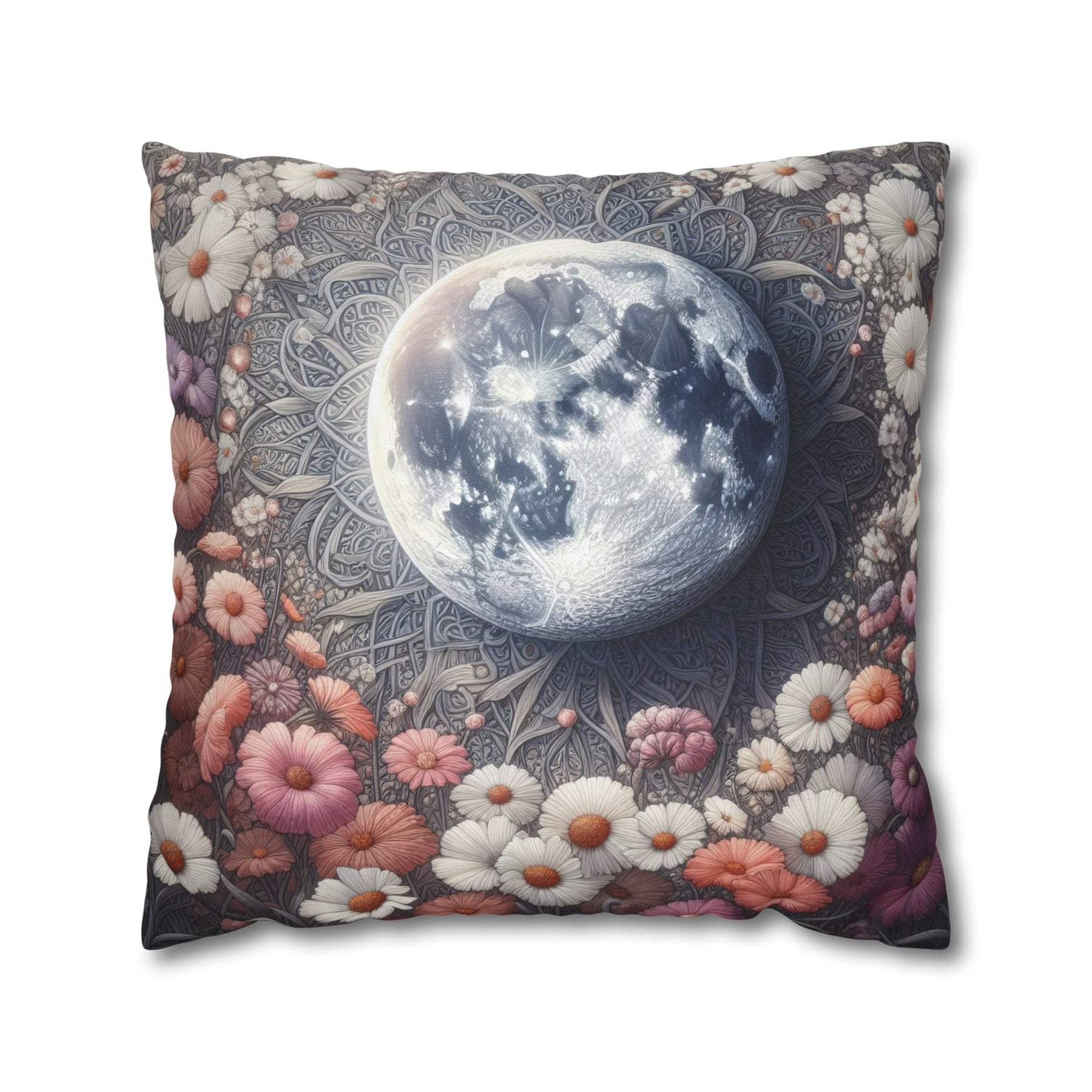 Moon & Flowers Throw Pillow Cover, Throw Pillow Case, Qty 1, (8) - Janlyn's Crafts