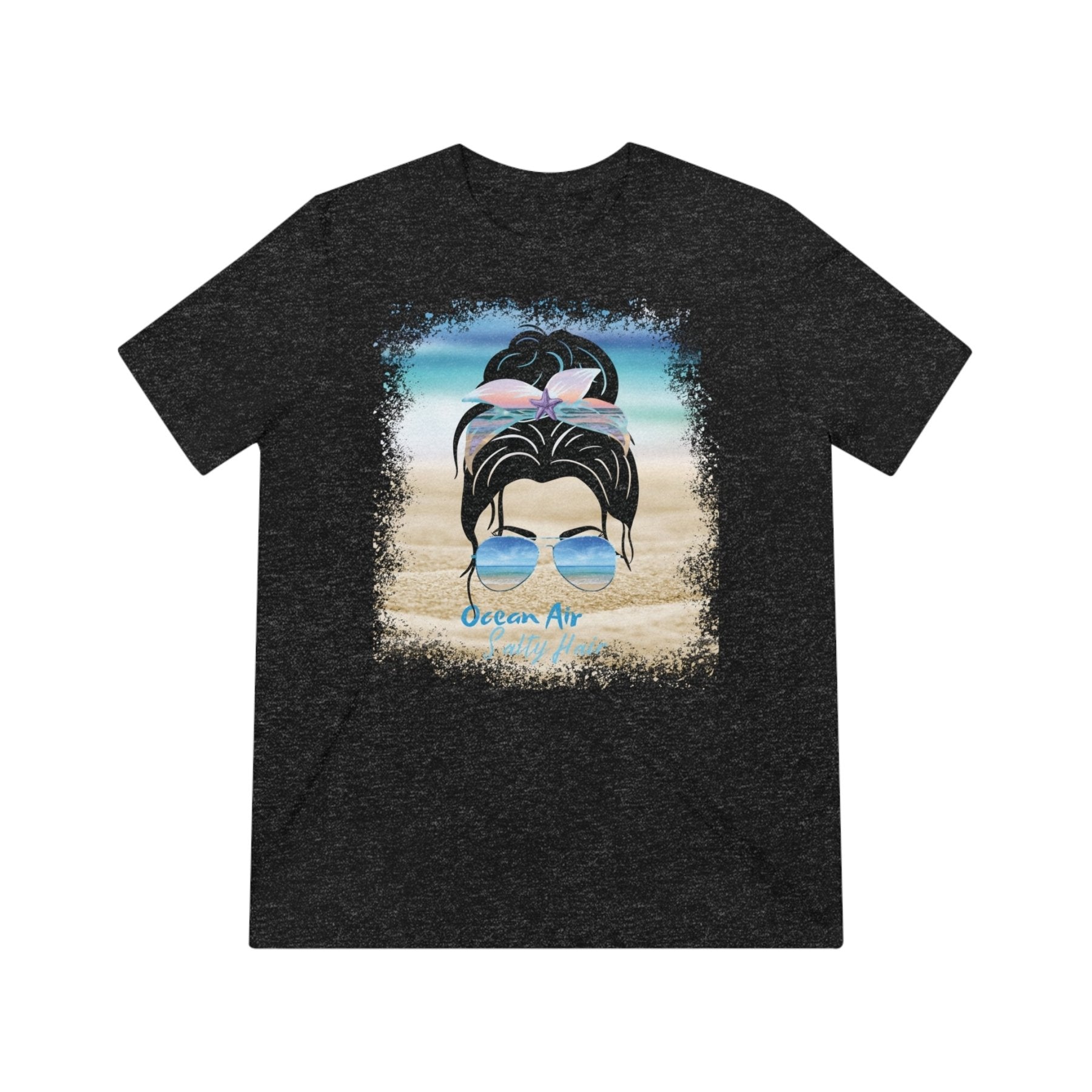 Ocean Air Salty Hair, Black Hair Messy Bun, Unisex Triblend T-Shirt - Janlyn's Crafts