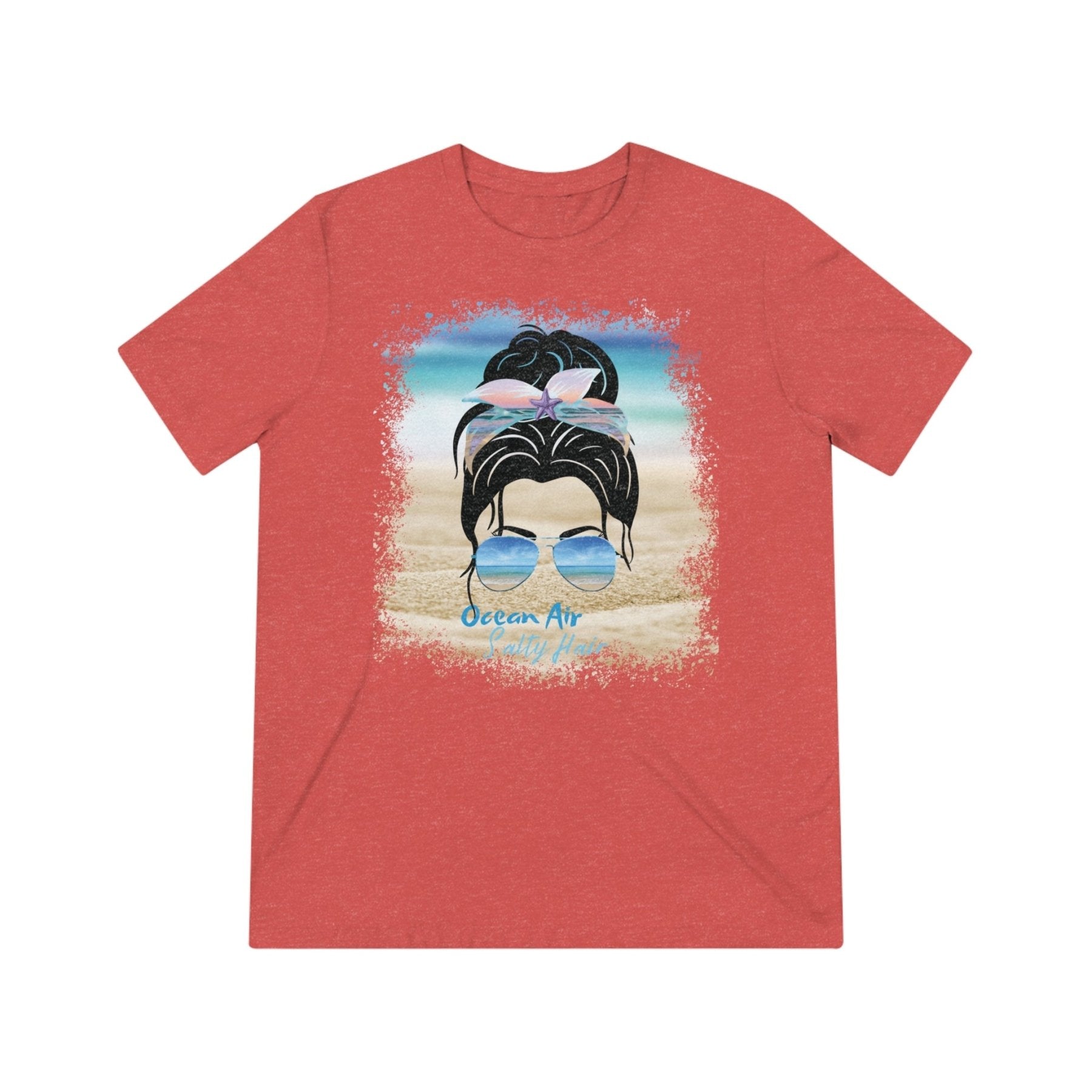 Ocean Air Salty Hair, Black Hair Messy Bun, Unisex Triblend T-Shirt - Janlyn's Crafts