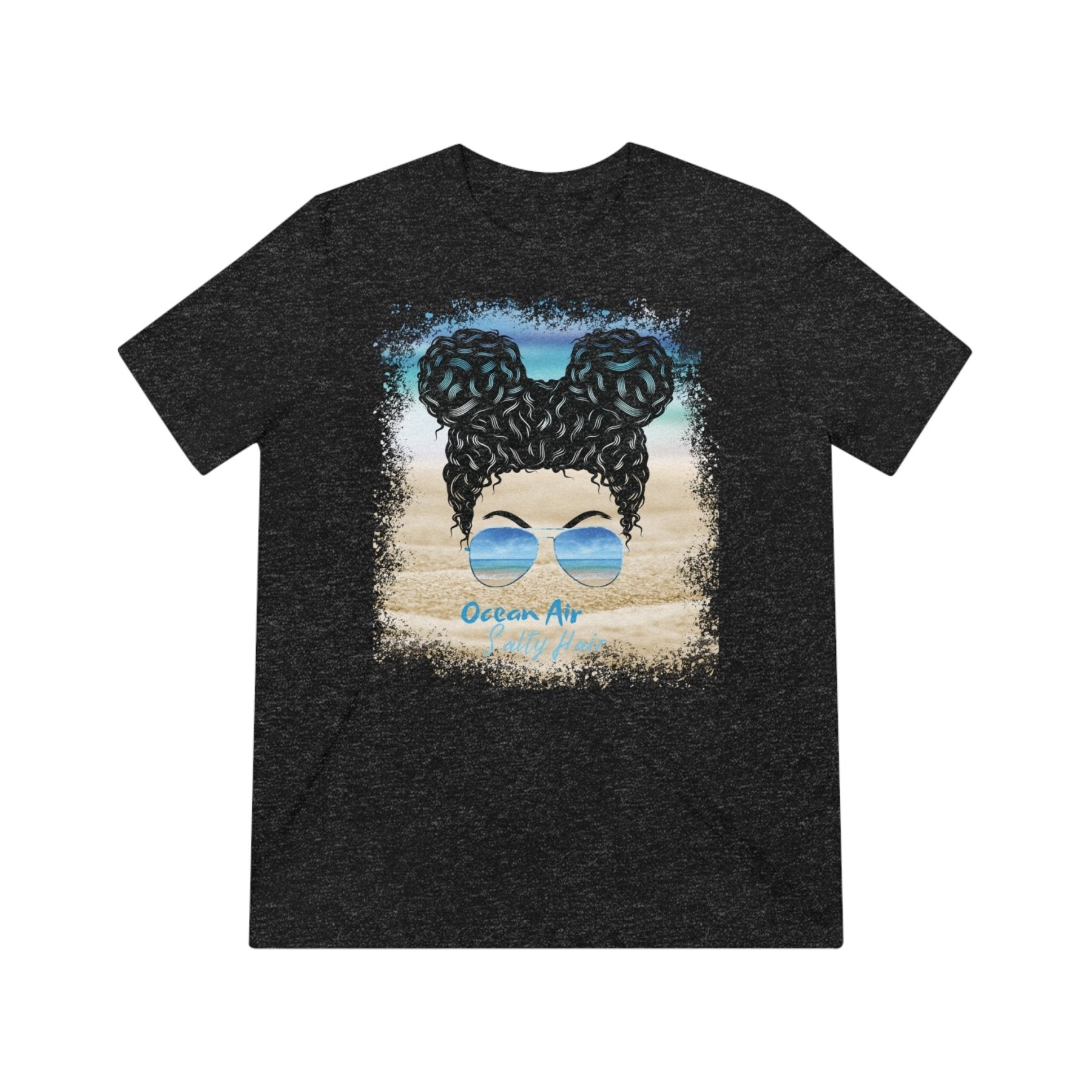 Ocean Air Salty Hair, Black Hair Messy Bun, Unisex Triblend T-Shirt - Janlyn's Crafts