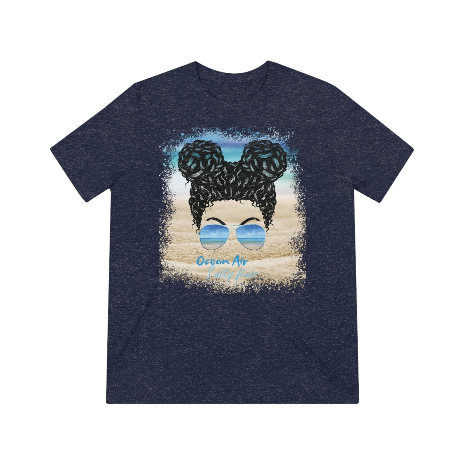 Ocean Air Salty Hair, Black Hair Messy Bun, Unisex Triblend T-Shirt - Janlyn's Crafts