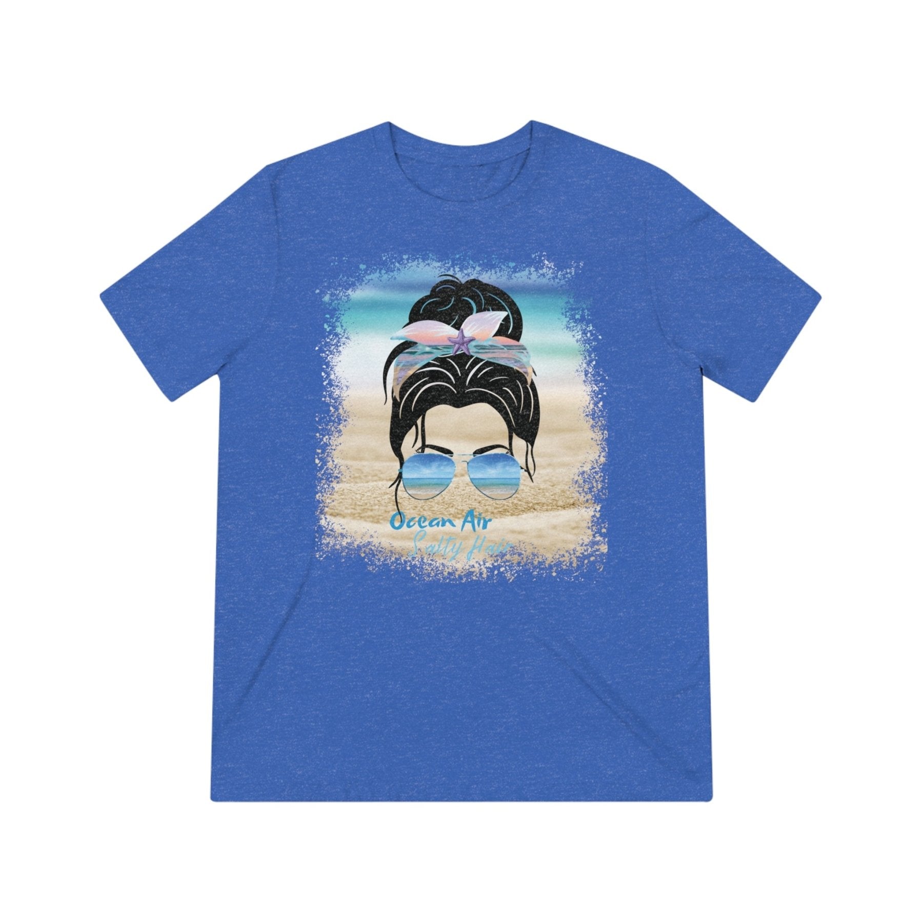 Ocean Air Salty Hair, Black Hair Messy Bun, Unisex Triblend T-Shirt - Janlyn's Crafts