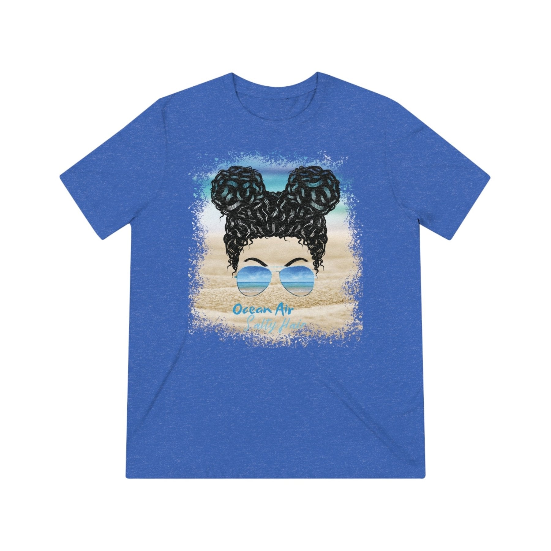 Ocean Air Salty Hair, Black Hair Messy Bun, Unisex Triblend T-Shirt - Janlyn's Crafts