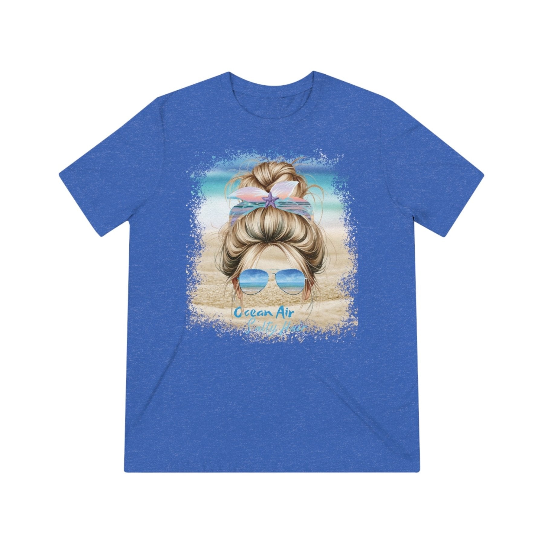 Ocean Air Salty Hair, Blond Hair Messy Bun, Unisex Triblend T-Shirt - Janlyn's Crafts