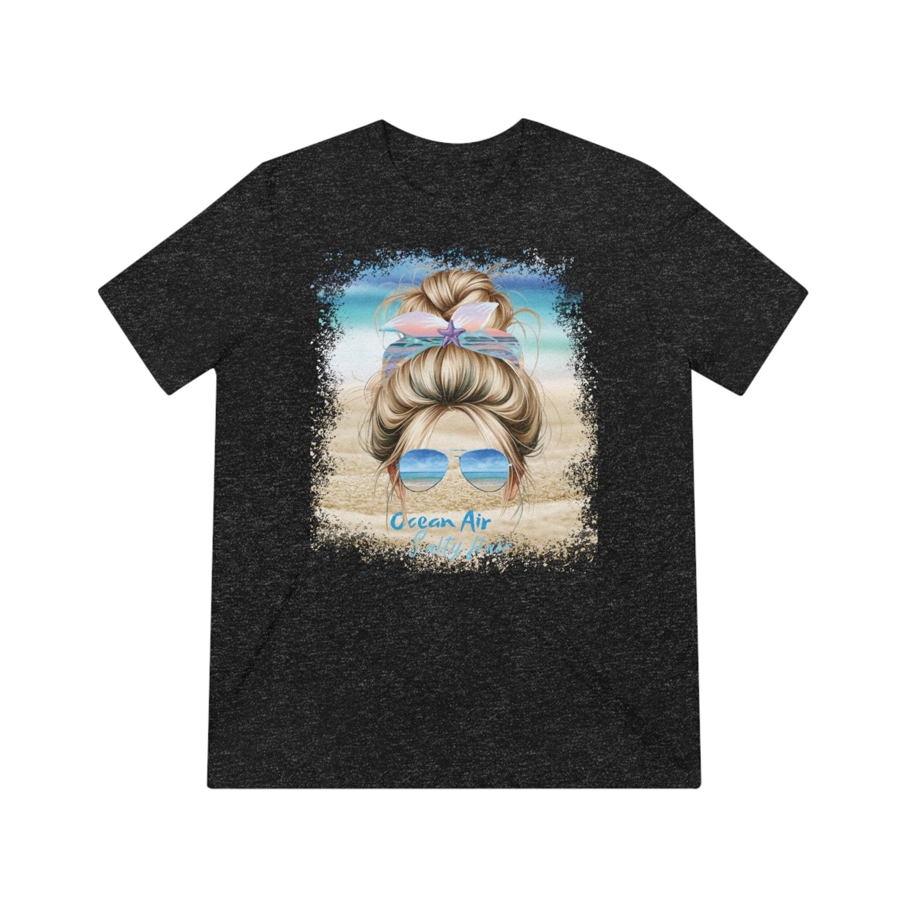 Ocean Air Salty Hair, Blond Hair Messy Bun, Unisex Triblend T-Shirt - Janlyn's Crafts