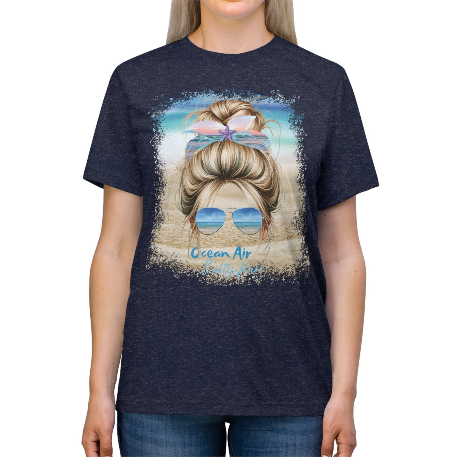 Ocean Air Salty Hair, Blond Hair Messy Bun, Unisex Triblend T-Shirt - Janlyn's Crafts