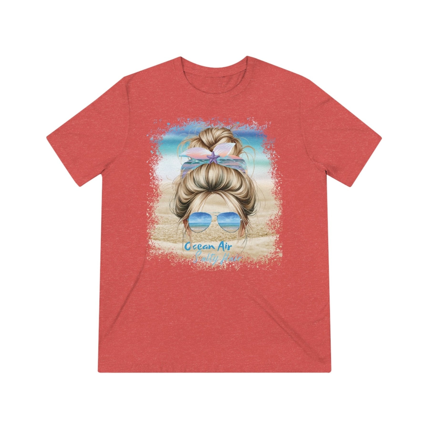 Ocean Air Salty Hair, Blond Hair Messy Bun, Unisex Triblend T-Shirt - Janlyn's Crafts