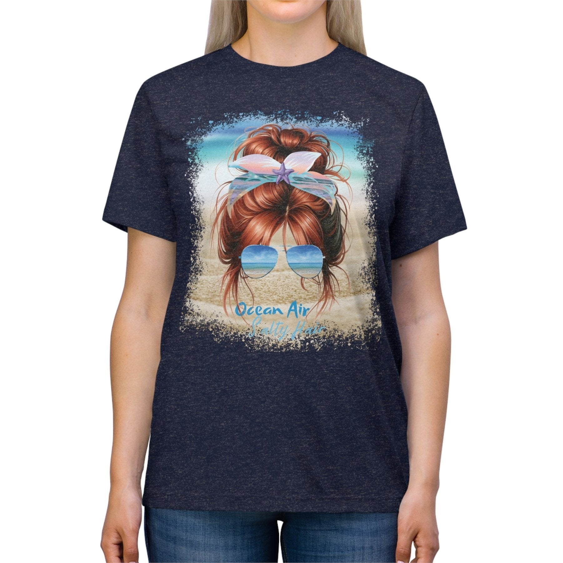 Ocean Air Salty Hair, Red Hair Messy Bun, Unisex Triblend T-Shirt - Janlyn's Crafts