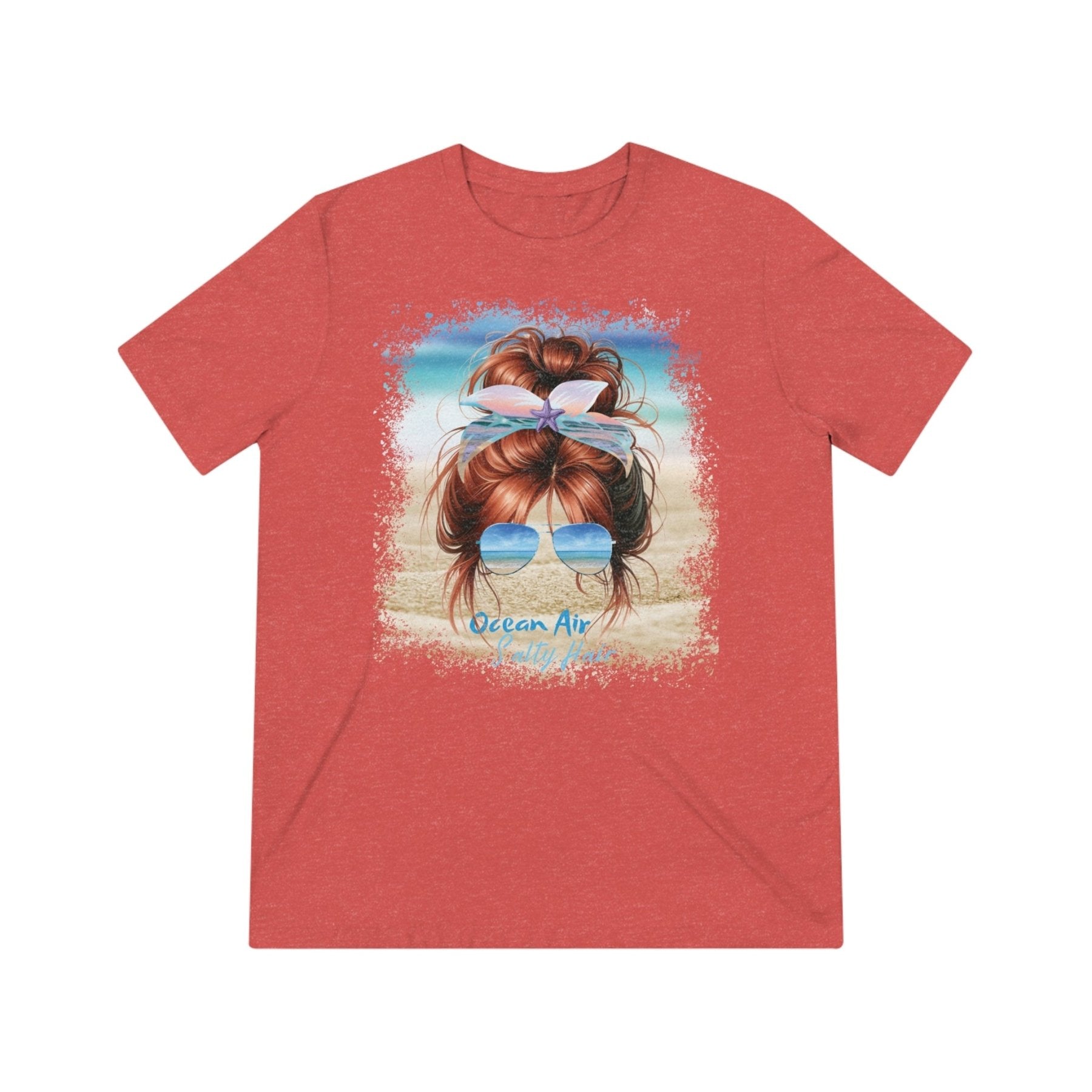 Ocean Air Salty Hair, Red Hair Messy Bun, Unisex Triblend T-Shirt - Janlyn's Crafts