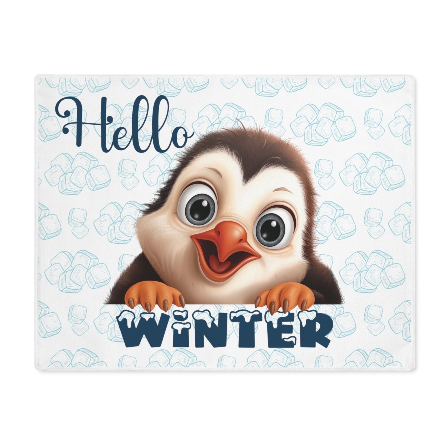 Placemat, 1pc, Winter Theme Placemat, Winter Placemat, Ice, Winter Decor, Hello Winter, Penguin, White - Janlyn's Crafts