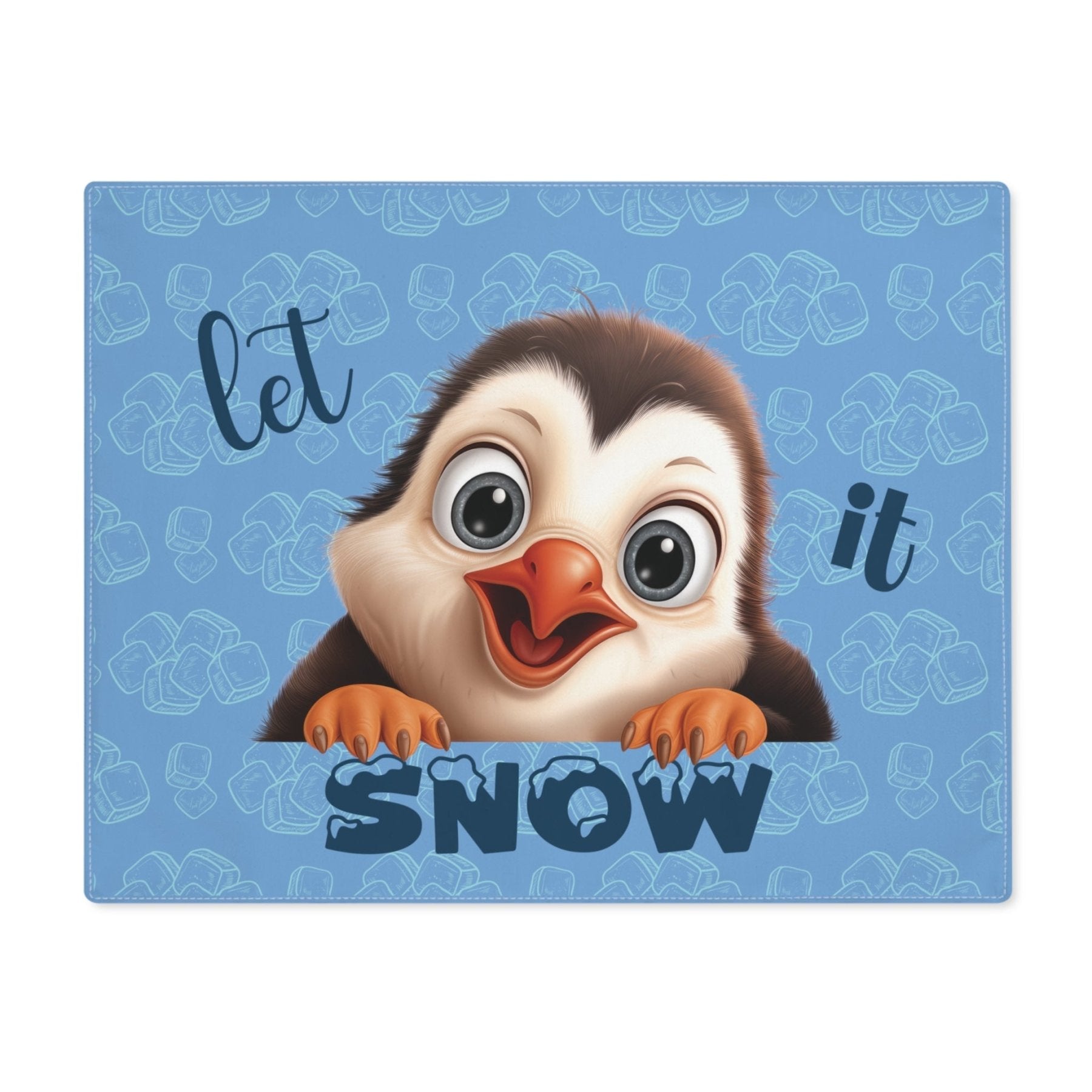 Placemat, 1pc, Winter Theme Placemat, Winter Placemat, Ice, Winter Decor, Let it Snow, Penguin, Light Blue - Janlyn's Crafts