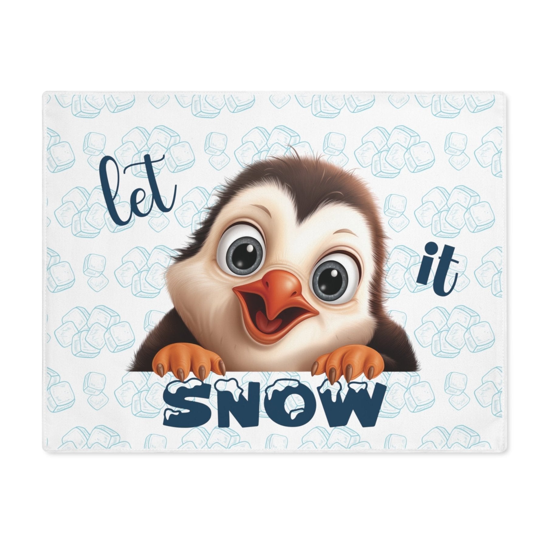 Placemat, 1pc, Winter Theme Placemat, Winter Placemat, Ice, Winter Decor, Let it Snow, Penguin, White - Janlyn's Crafts