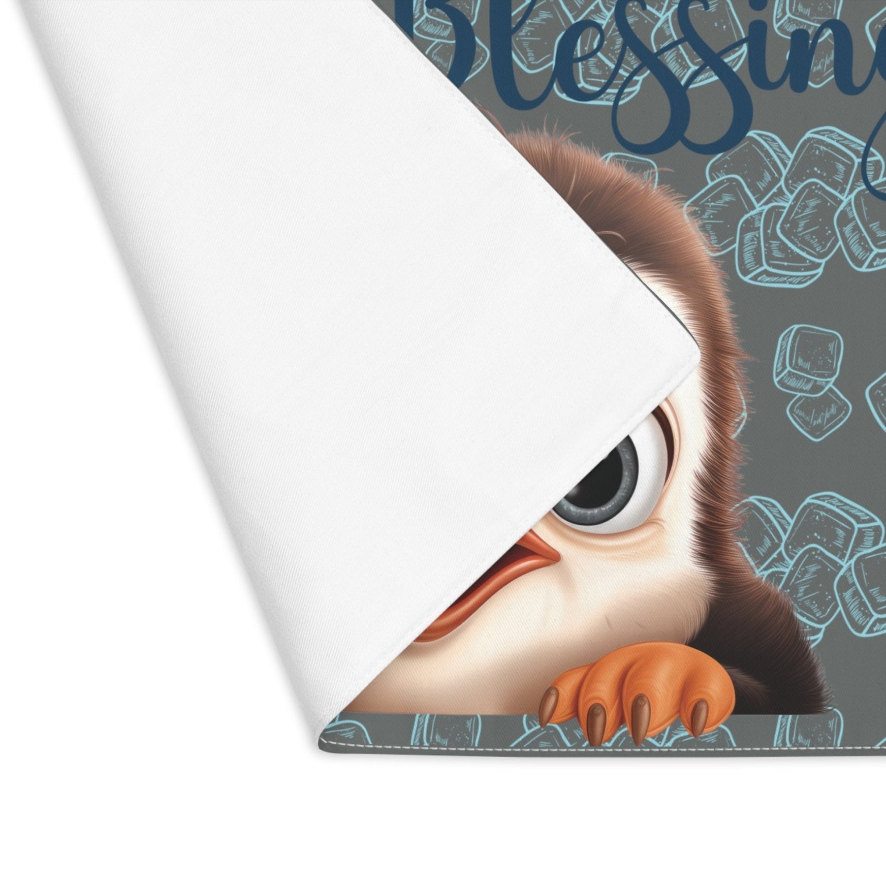 Dark Gray Placemat 1pc Winter Theme with text Winter Blessings Penguin Closeup | Janlyn's Crafts