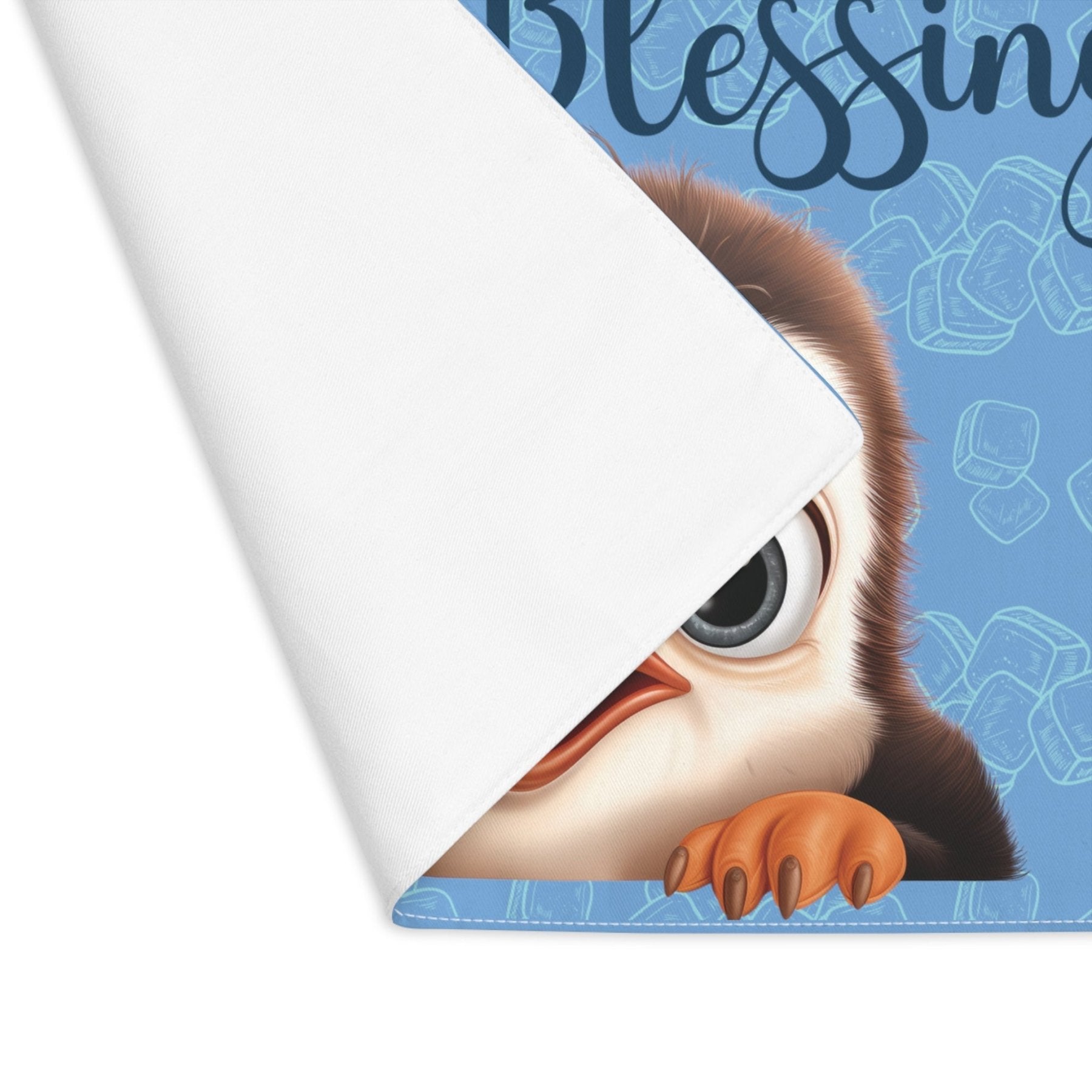 Light Blue Placemat 1pc Winter Theme with text Winter Blessings Penguin Closeup | Janlyn's Crafts