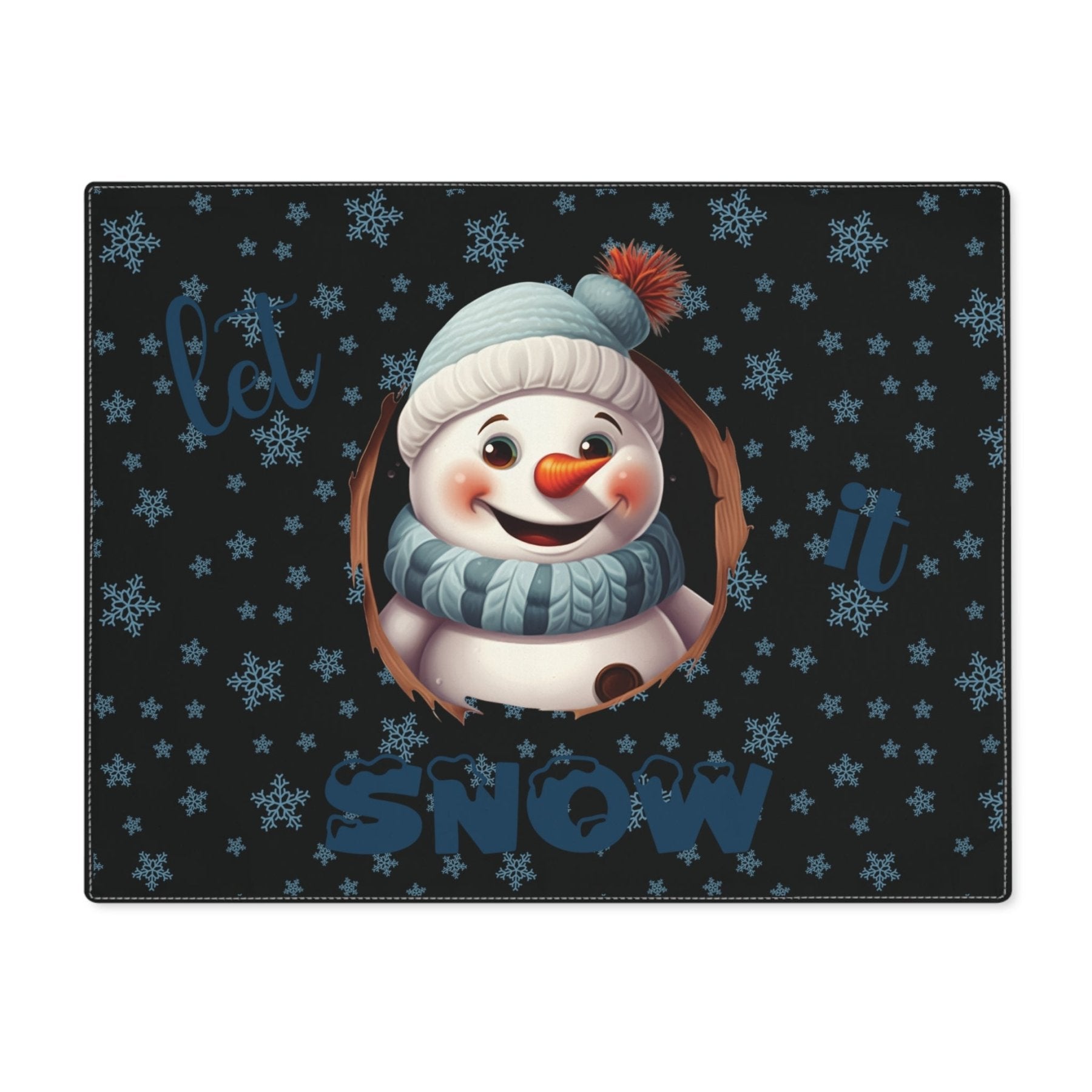 Black Placemat 1pc Snowflakes Snowman with text Let it Snow | Janlyn's Crafts