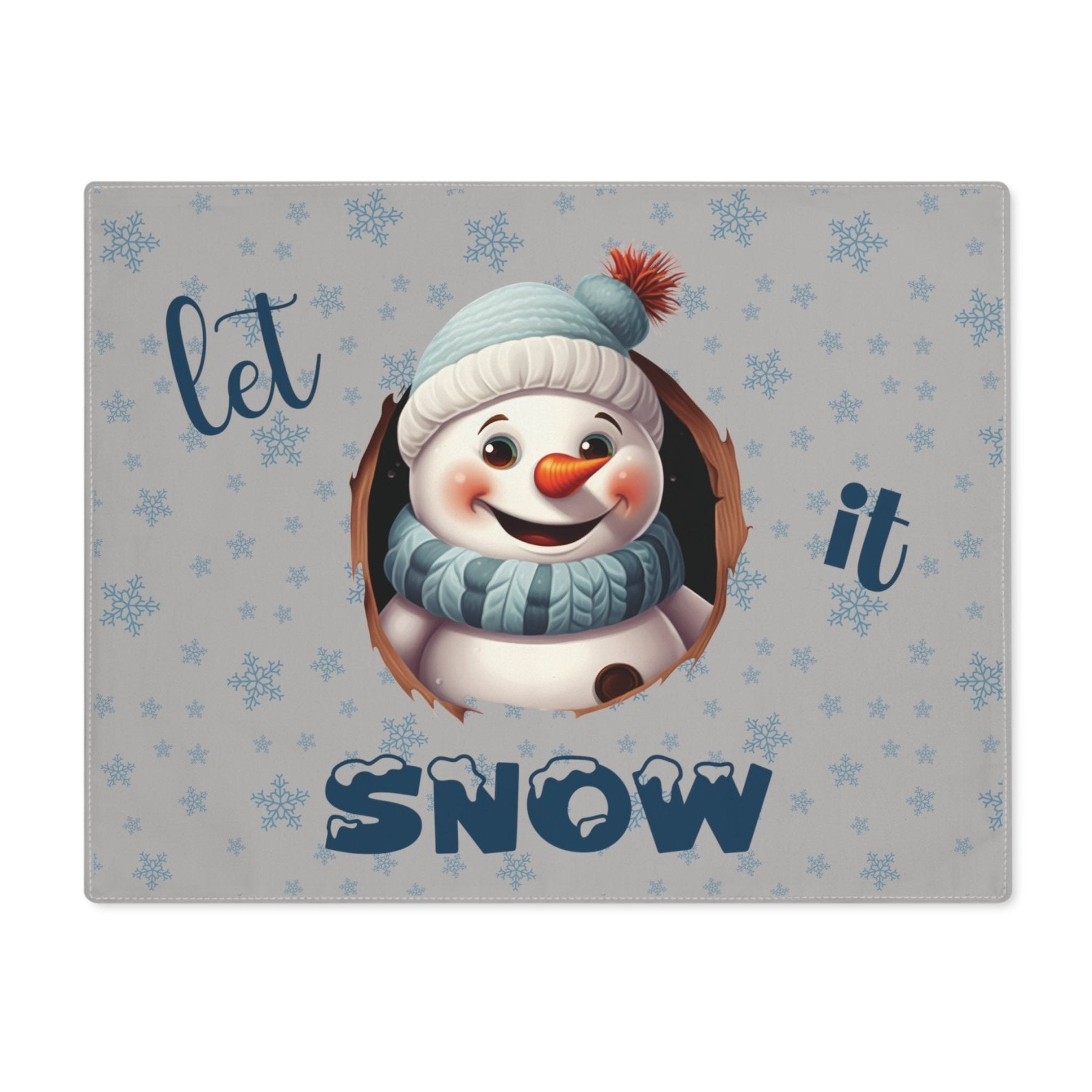 Light Gray Placemat 1pc Snowflakes Snowman with text Let it Snow | Janlyn's Crafts