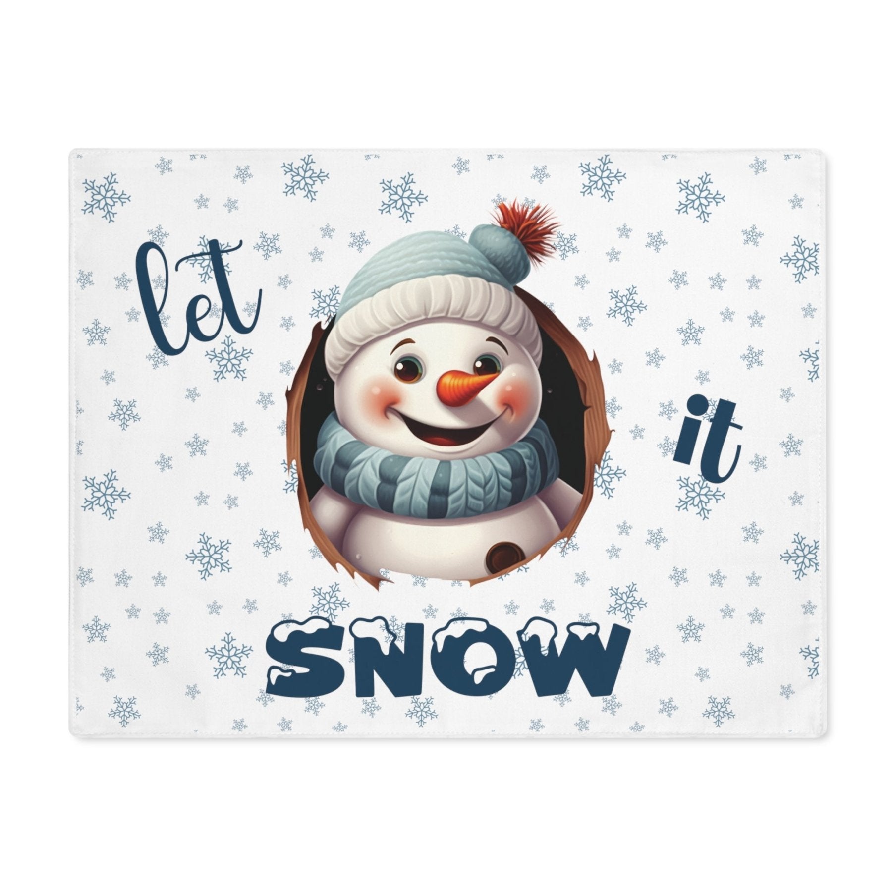 White Placemat 1pc Snowflakes Snowman with text Let it Snow | Janlyn's Crafts