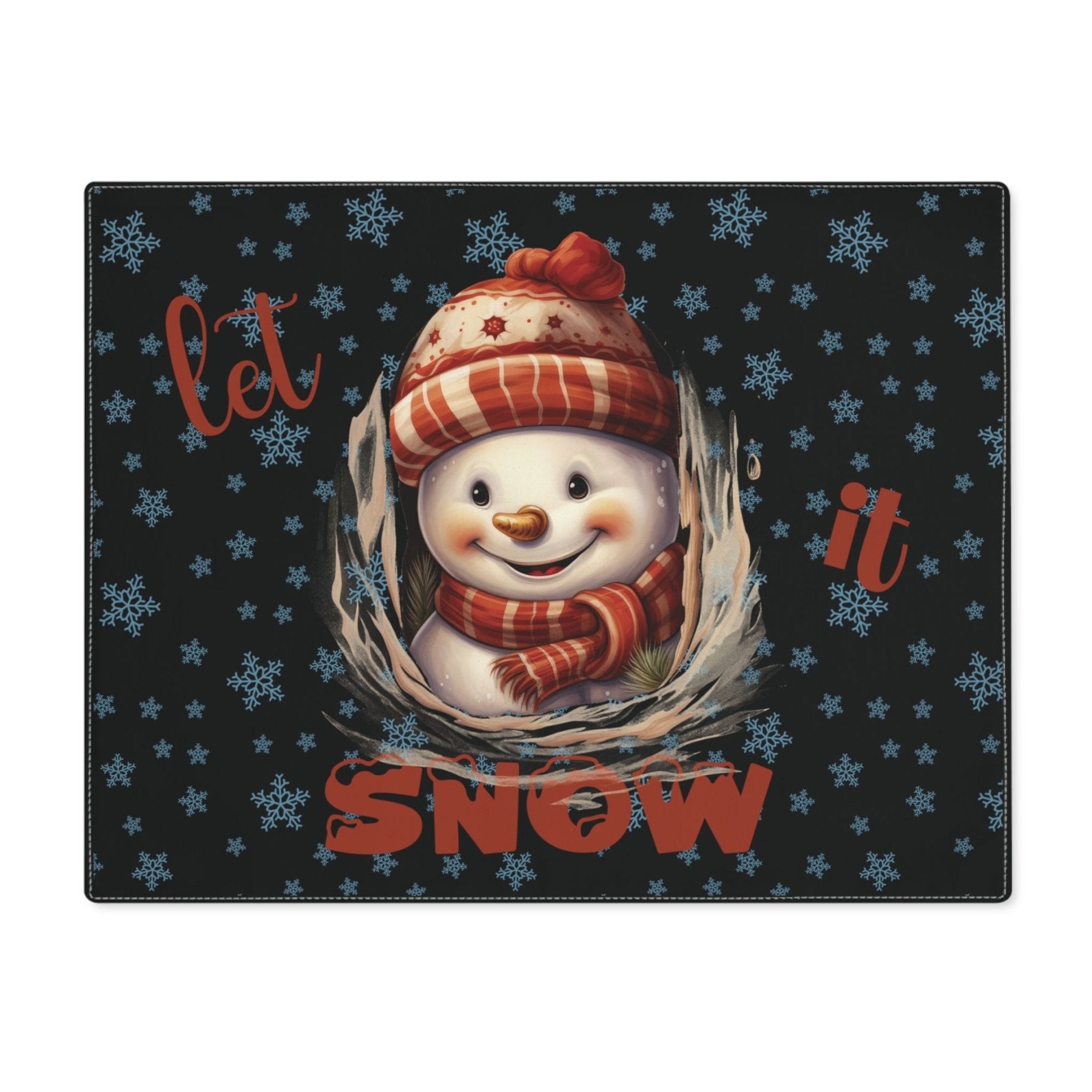 Black Placemat 1pc Snowflakes Snowman with text Let it Snow | Janlyn's Crafts