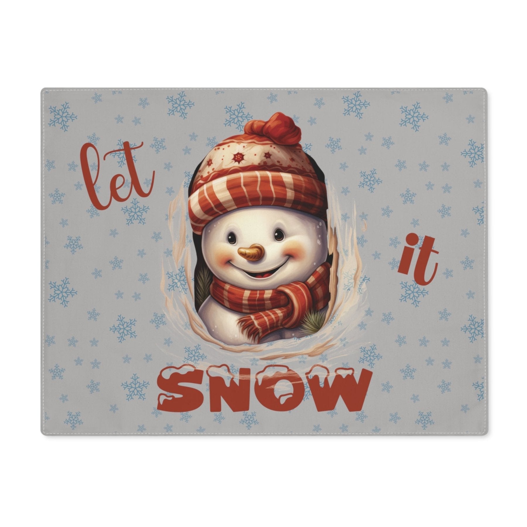 Light Gray Placemat 1pc Snowflakes Snowman with text Let it Snow | Janlyn's Crafts